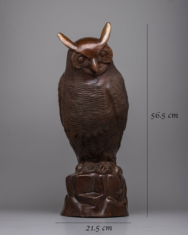 Oxidized Copper Owl Statue | Handcrafted Bird Sculpture for Garden or Home