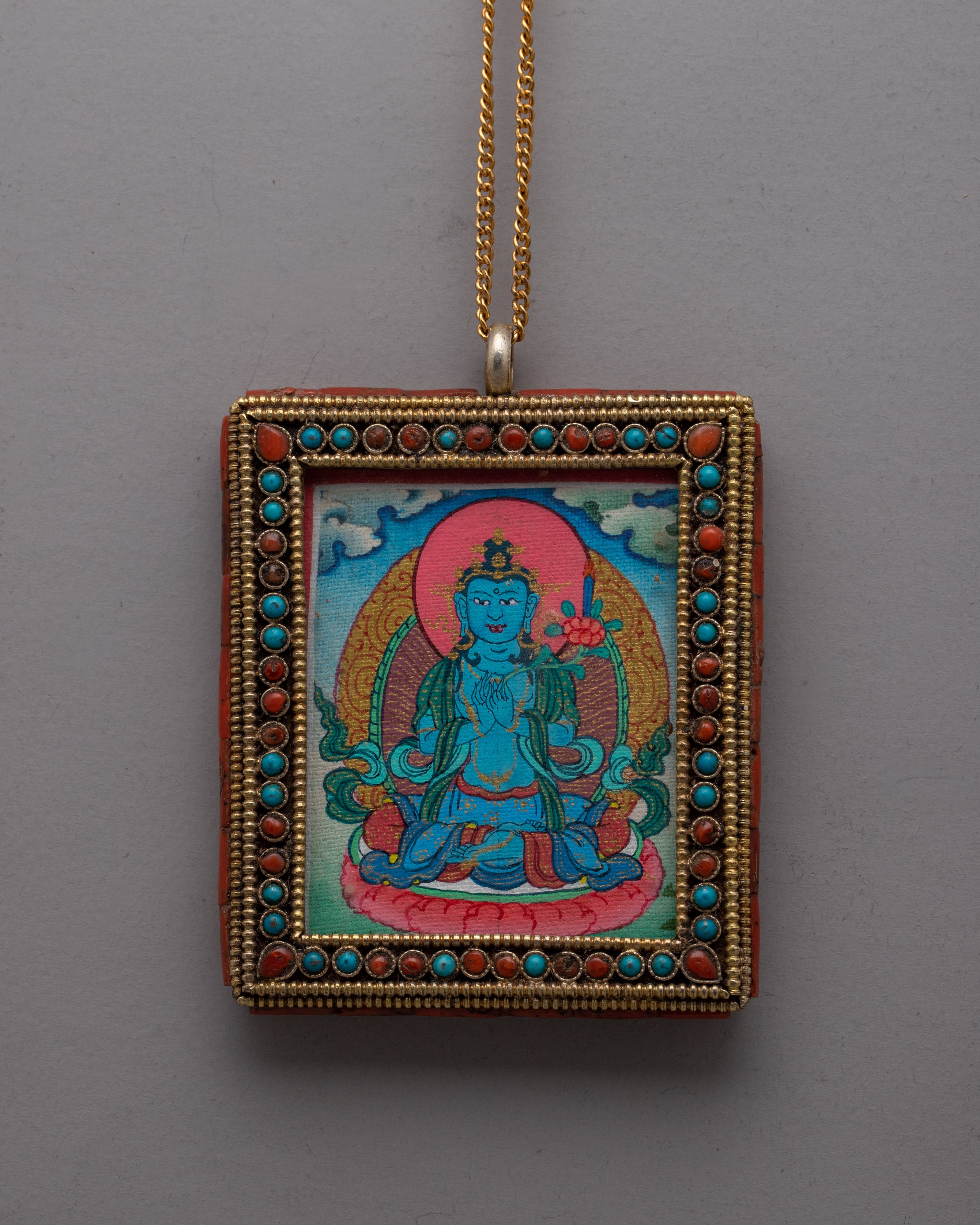 Silver Buddha Amulet |  24K Gold Plated Handmade Tibetan Pendant
