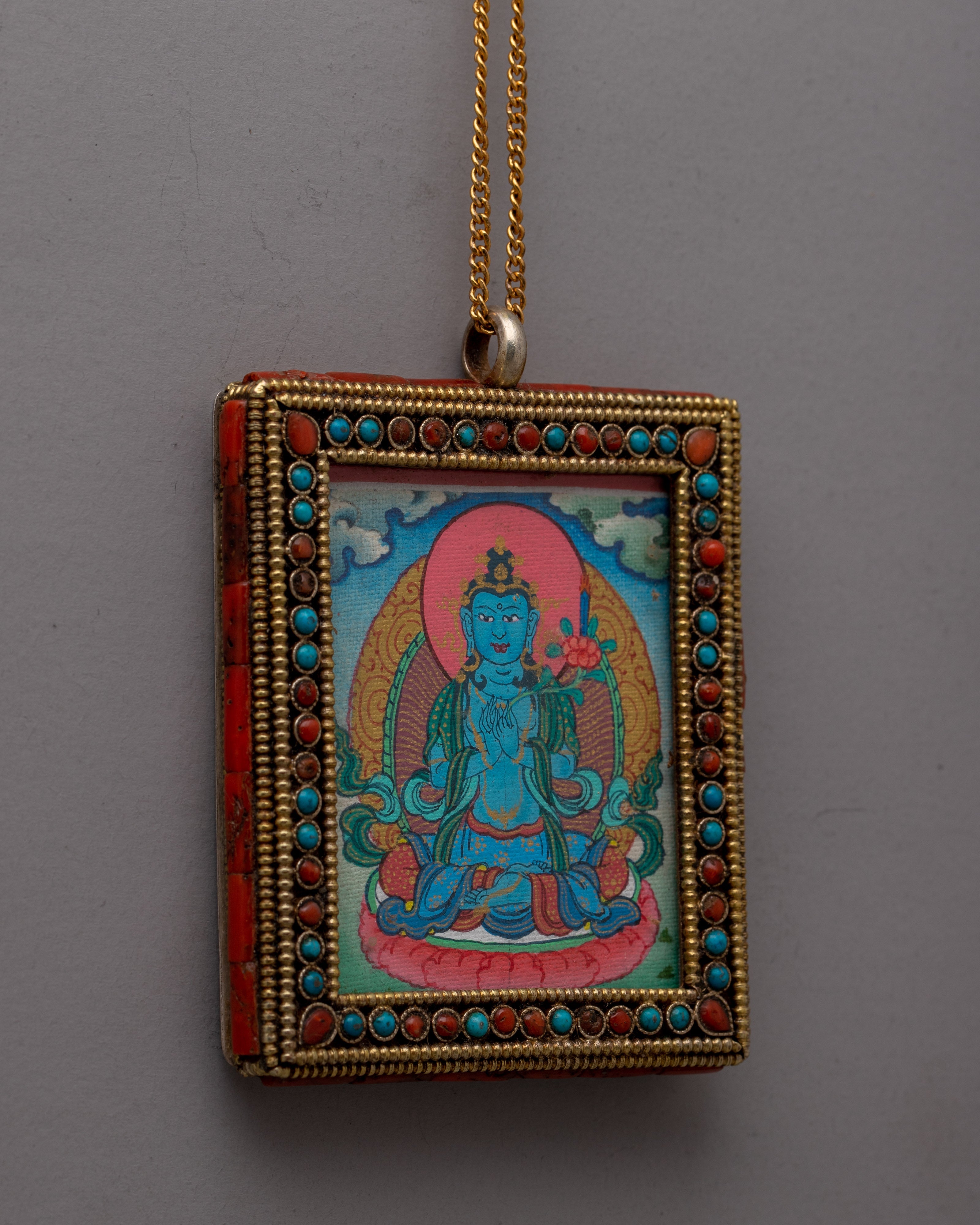 Silver Buddha Amulet |  24K Gold Plated Handmade Tibetan Pendant