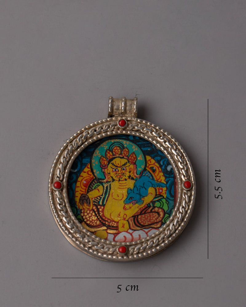 Thangka Jambhala Amulet | Authentic Tibetan Buddhist Prosperity Pendant