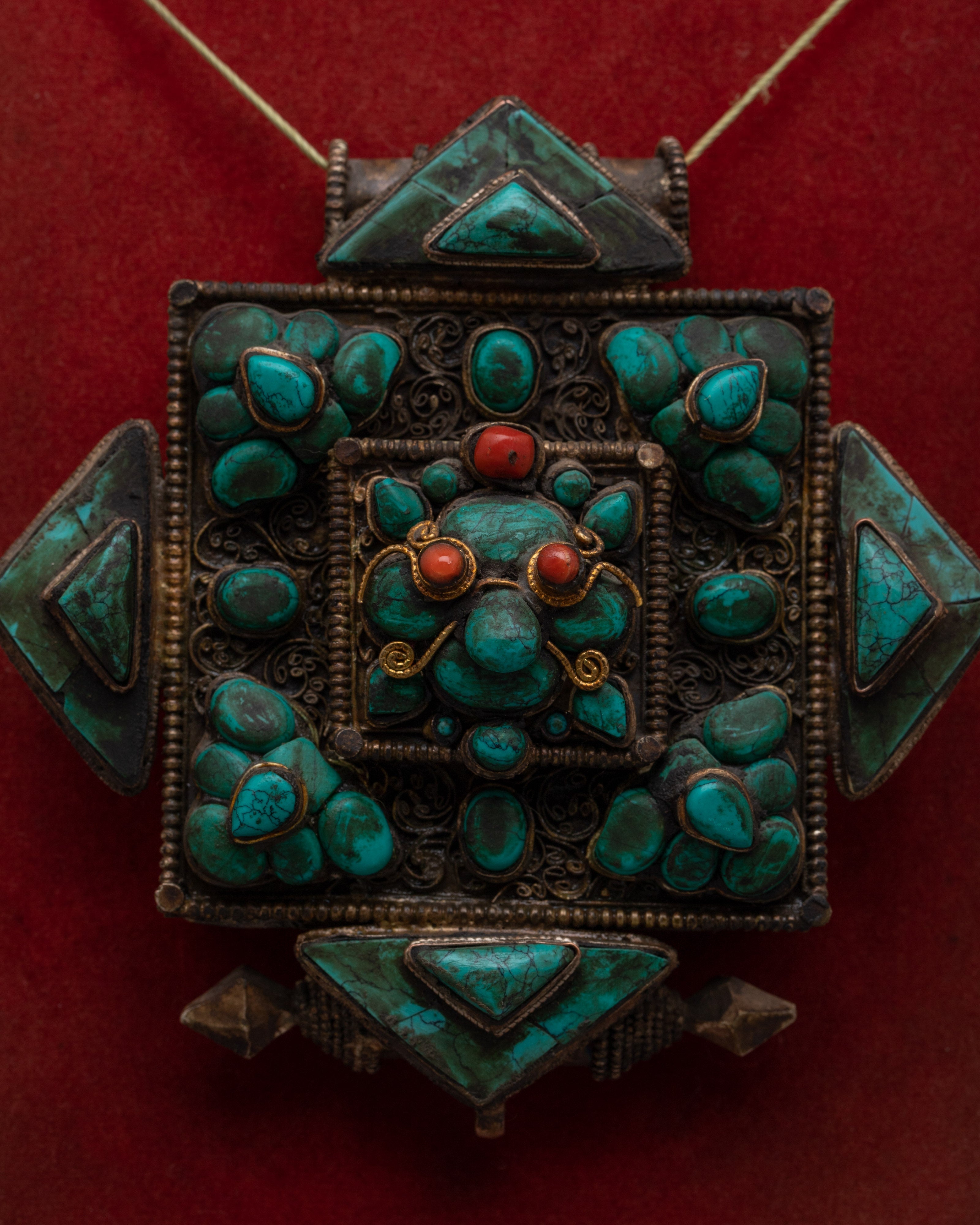 Ghau Box Copper | Buddhist Amulet Container with Authentic Tibetan Desig