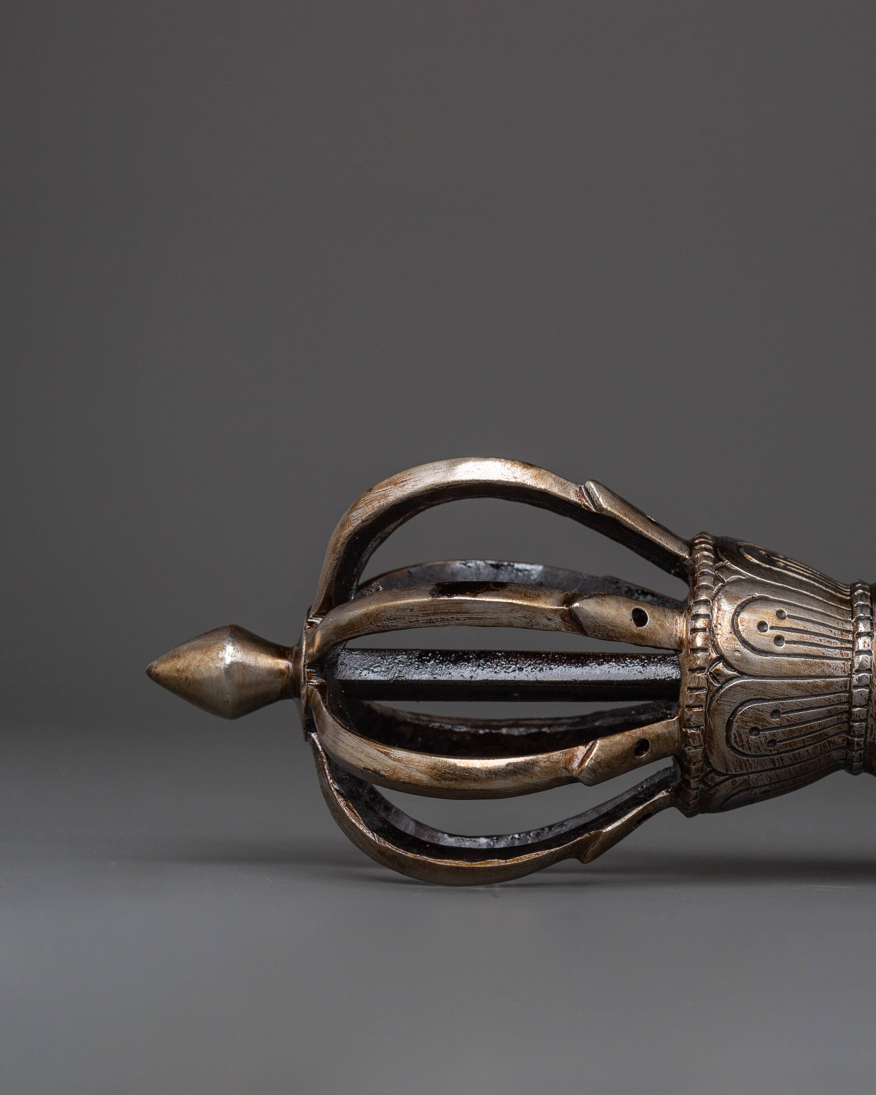 Handcrafted Iron Vajra with Stand | Buddhist Dorje for Ritual and Altar Use