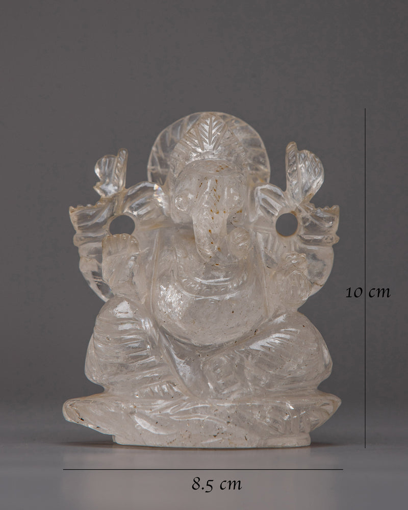 Crystal Ganesh Murti | Hindu Deity Statue, Symbolizing Wisdom and Prosperity"