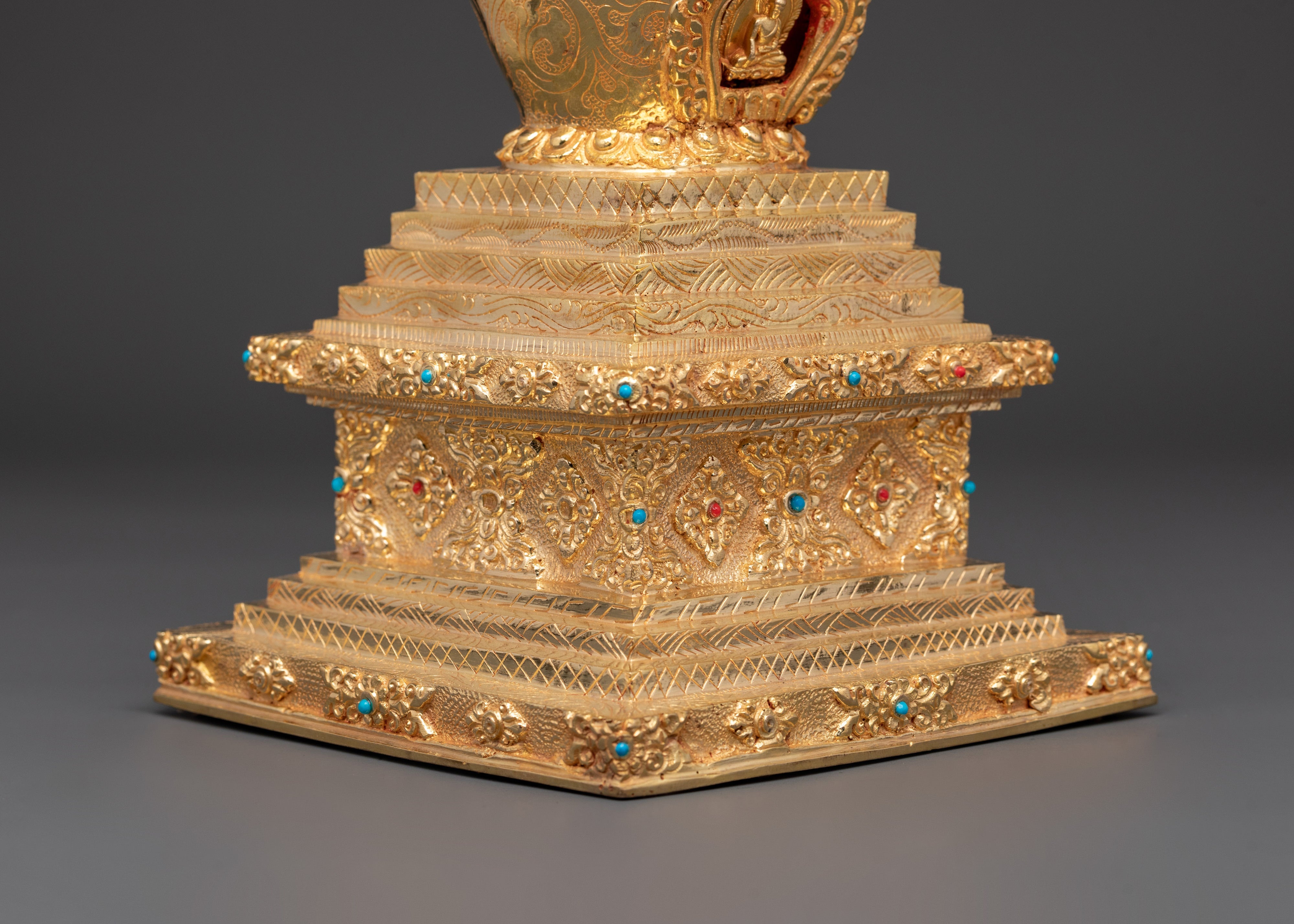 Handcrafted Spiritual Buddha Stupa | Copper Body with Gold Plating