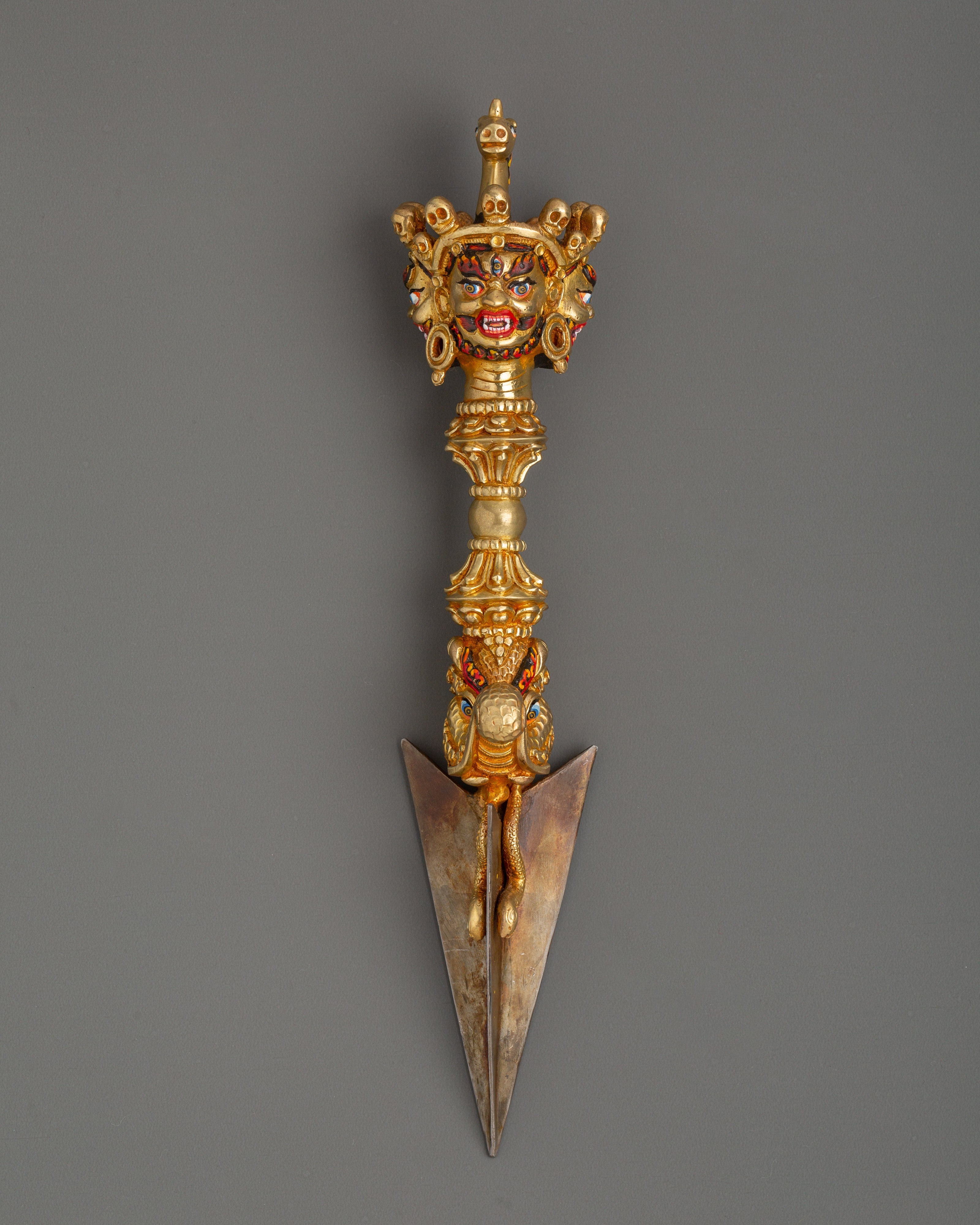 Large Gold Plated Phurba Dagger 
