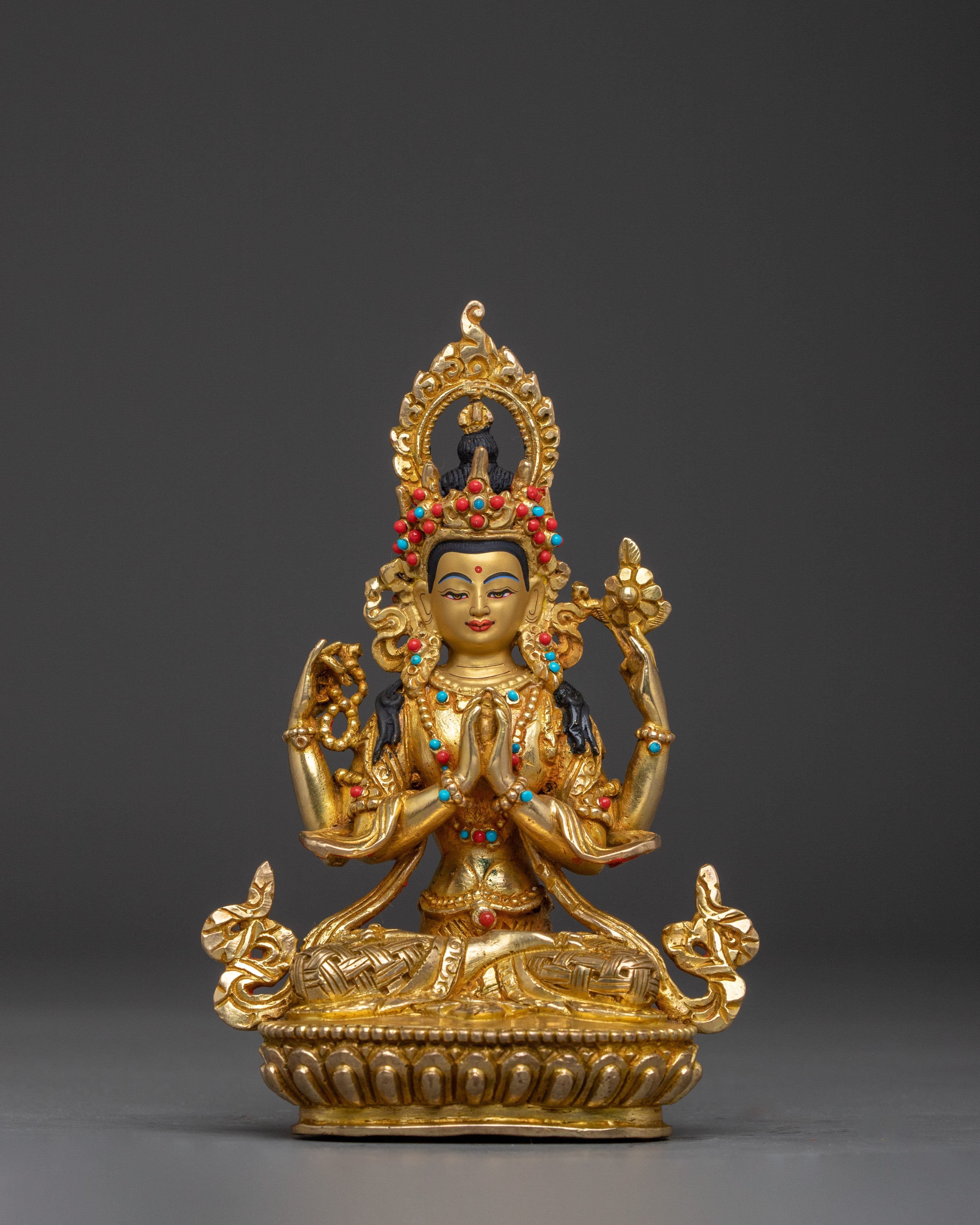 Golden Bodhisattva Statue Set | Tibetan Buddhism Five Enlightened  Beings