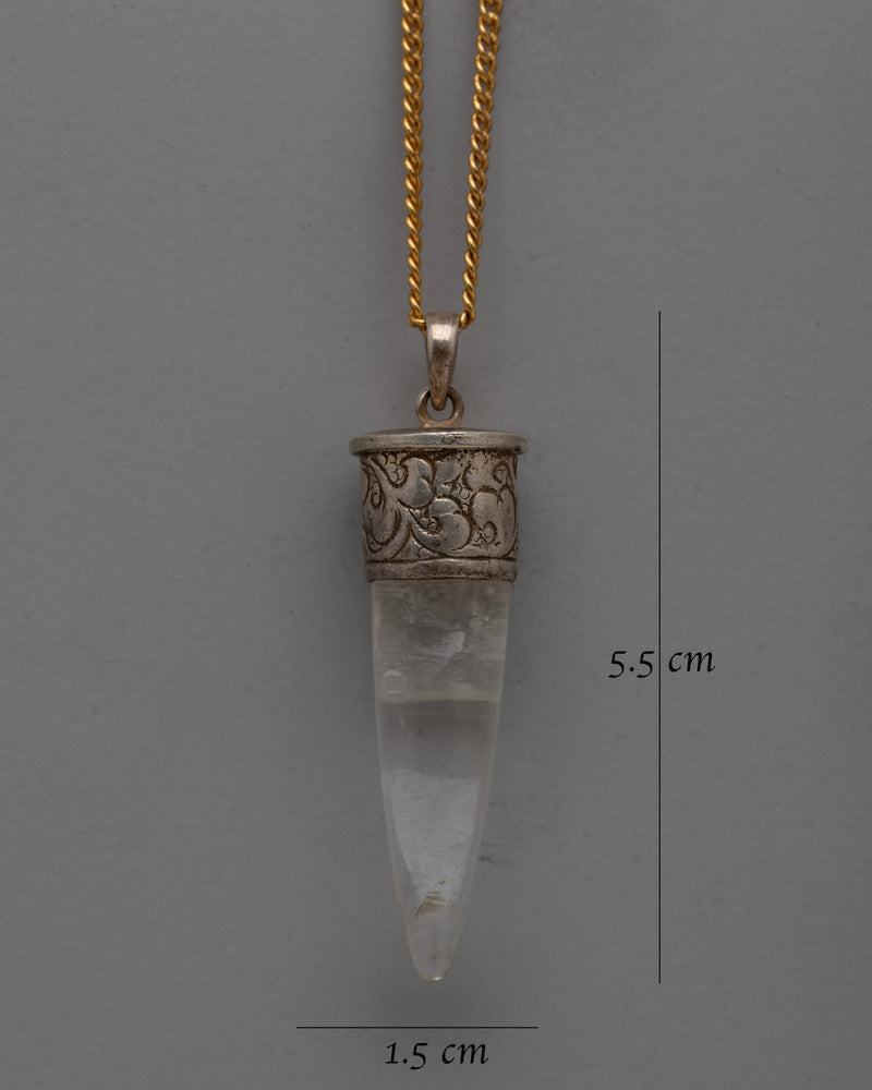 Crystal Pendant Silver | Handcrafted Protection Stone Jewelry