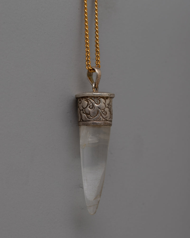 Crystal Pendant Silver | Handcrafted Protection Stone Jewelry