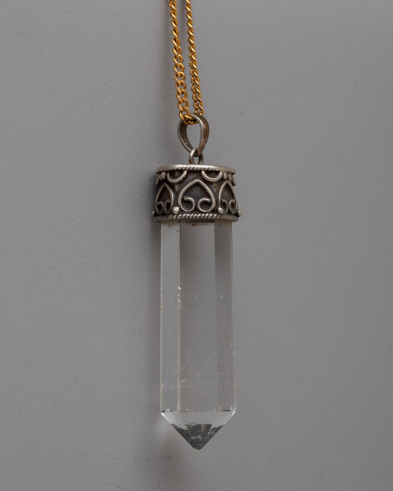 Healing Crystal Silver Pendant | Sterling Silver Jewelry with Crystal Stone