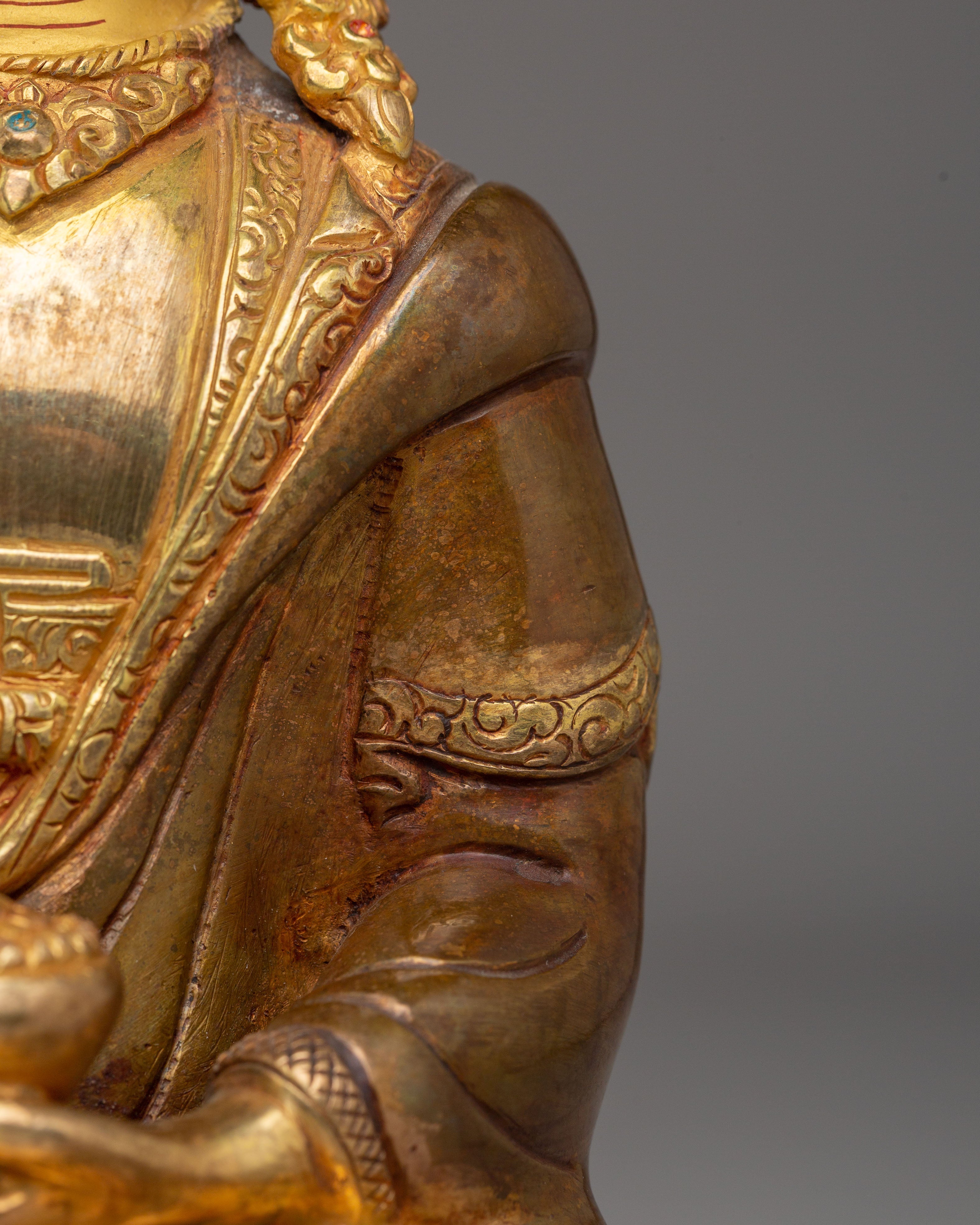 Crowned Shakyamuni Buddha Statue | Handcrafted Gold-Plated Tibetan Buddha