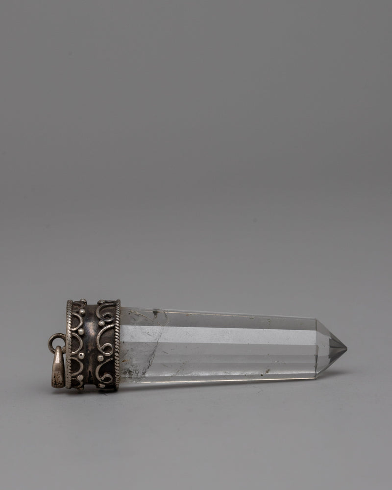 Silver Crystal Art Deco Pendant | Elegant Jewelry for Spiritual Connection and Timeless Style