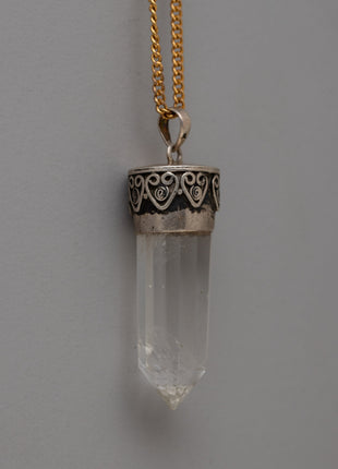 Sterling Silver Crystal Point Pendant | Gemstone Necklace for Spiritual Growth and Healing Energy