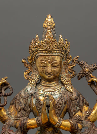 Chenrezig Oxidized Copper Statue | The Buddha of Infinite Compassion
