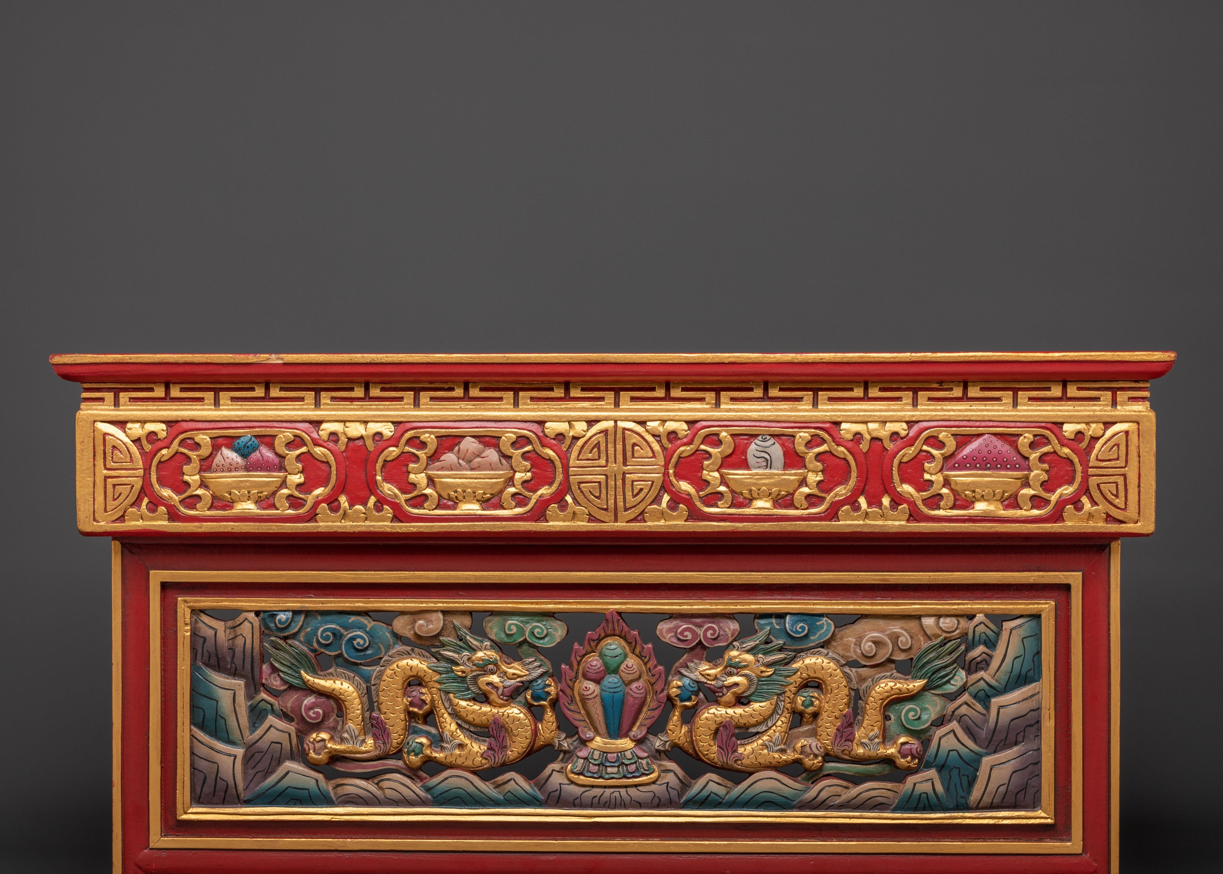 Tibetan Folding Table for Home Decor | Wooden Table with Acrylic Paintings