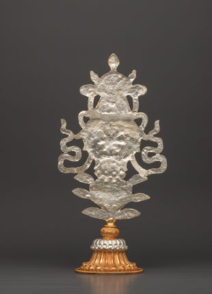 Buddhist Auspicious Symbol Altar Decor | Electro Gold & Silver Plated Tibetan Art