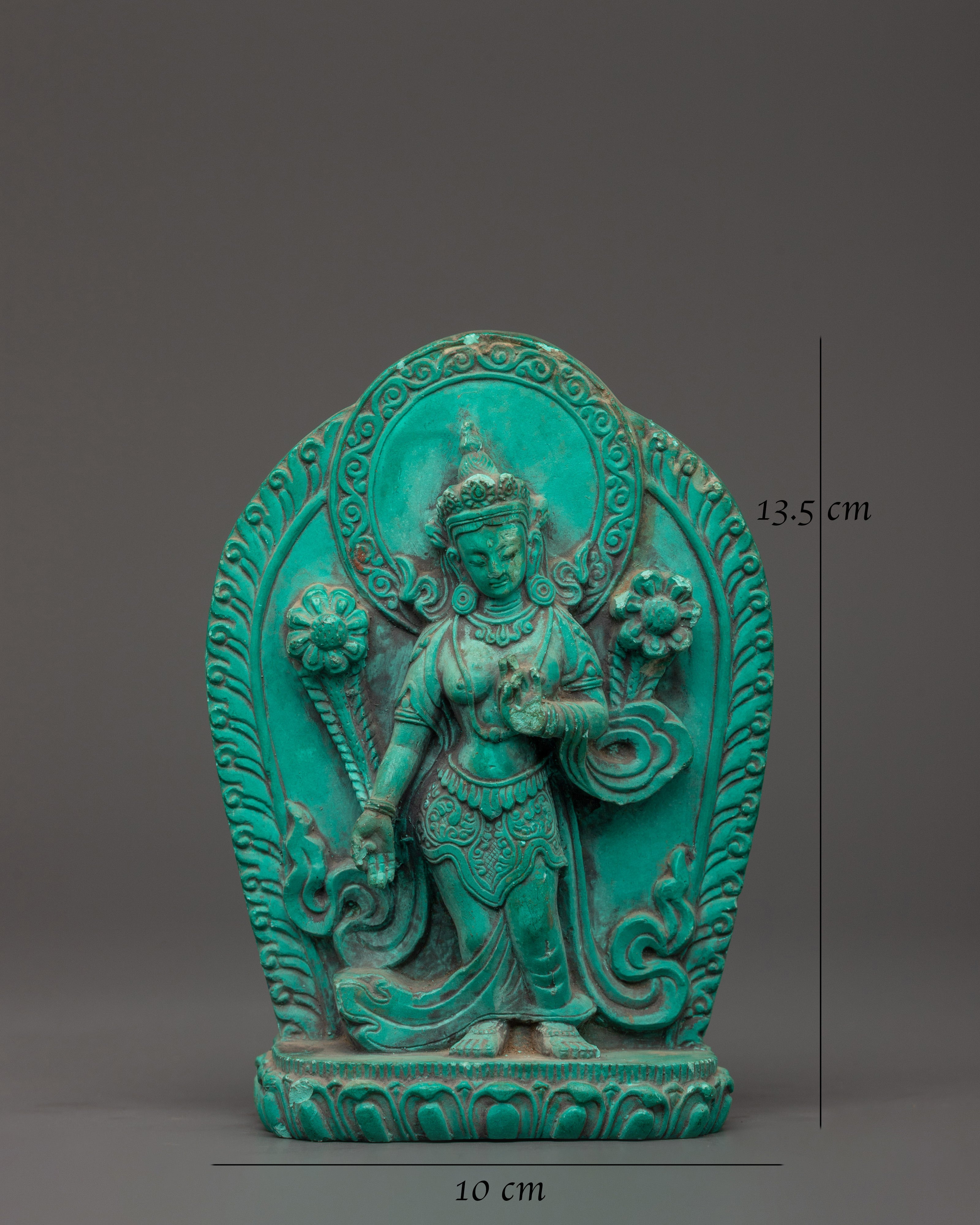 Sacred Green Tara Figure | Turquoise Tibetan Buddhist Statue