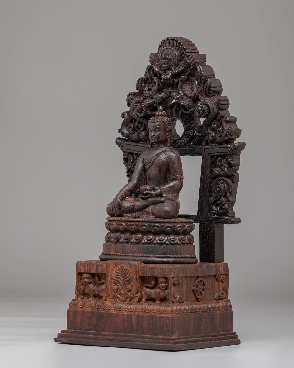 Himalayan Siddhartha Gautama Sculpture | Hand Carved Wooden Shakyamuni Buddha