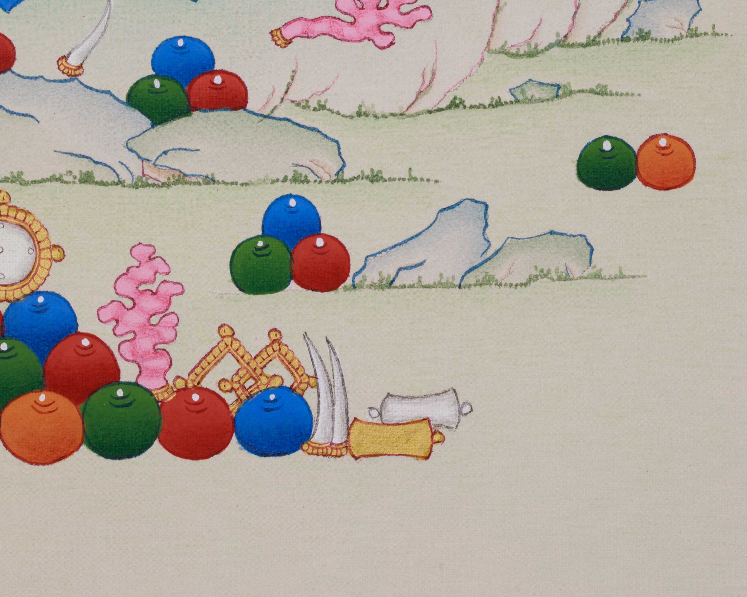 Sacred Thangka of Yellow Jambhala | Tibetan Buddha of Fortune and Prosperity