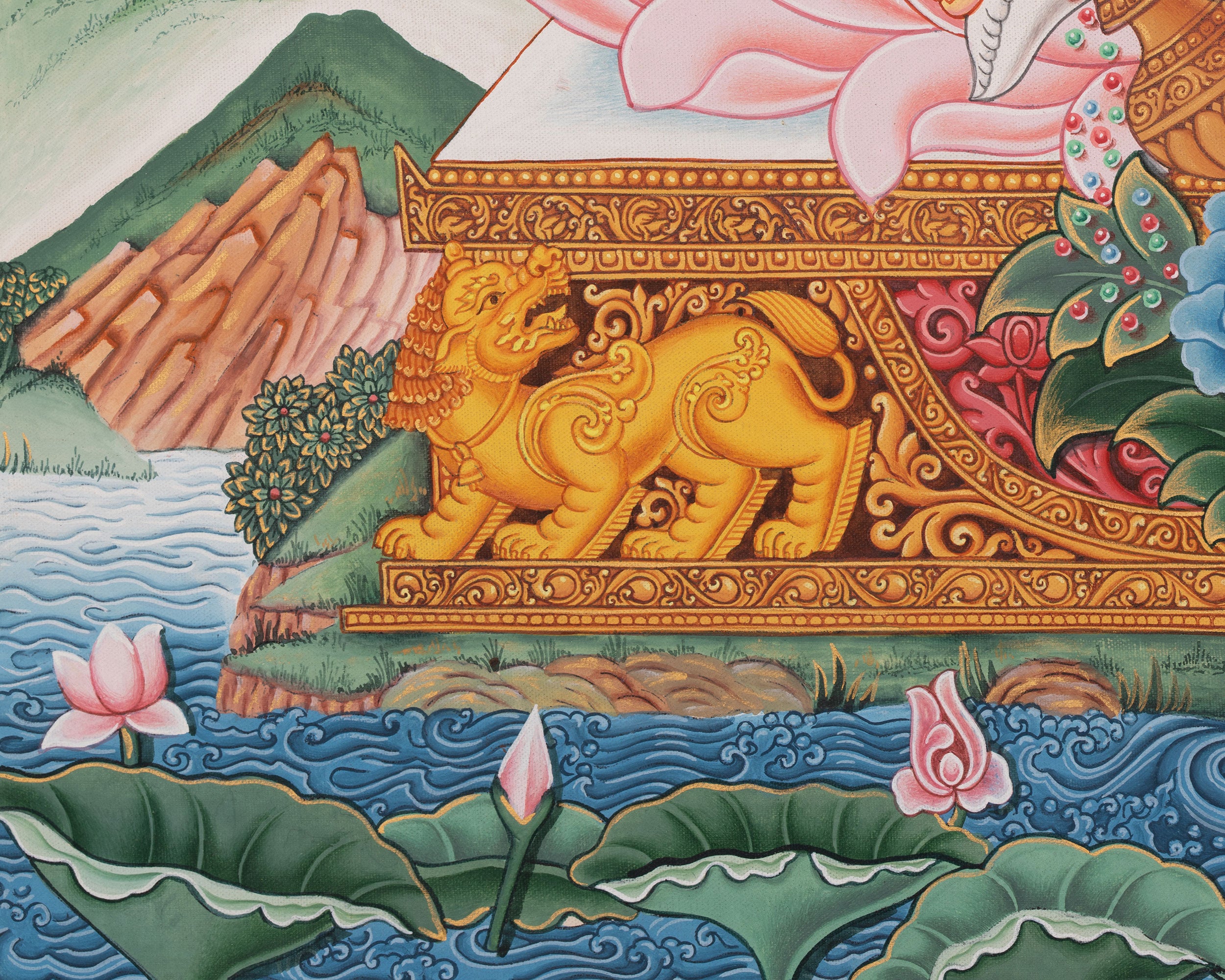 Kubera Thangka | Dzambhala With Mongoose | Original Handpainted Decor