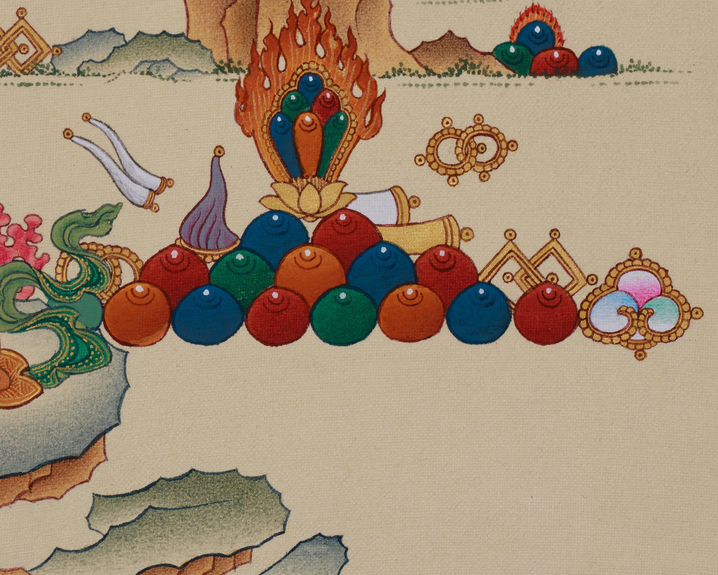 Manjushri Wisdom Bodhisattva Thangka | Flaming Sword | Buddhist Deity