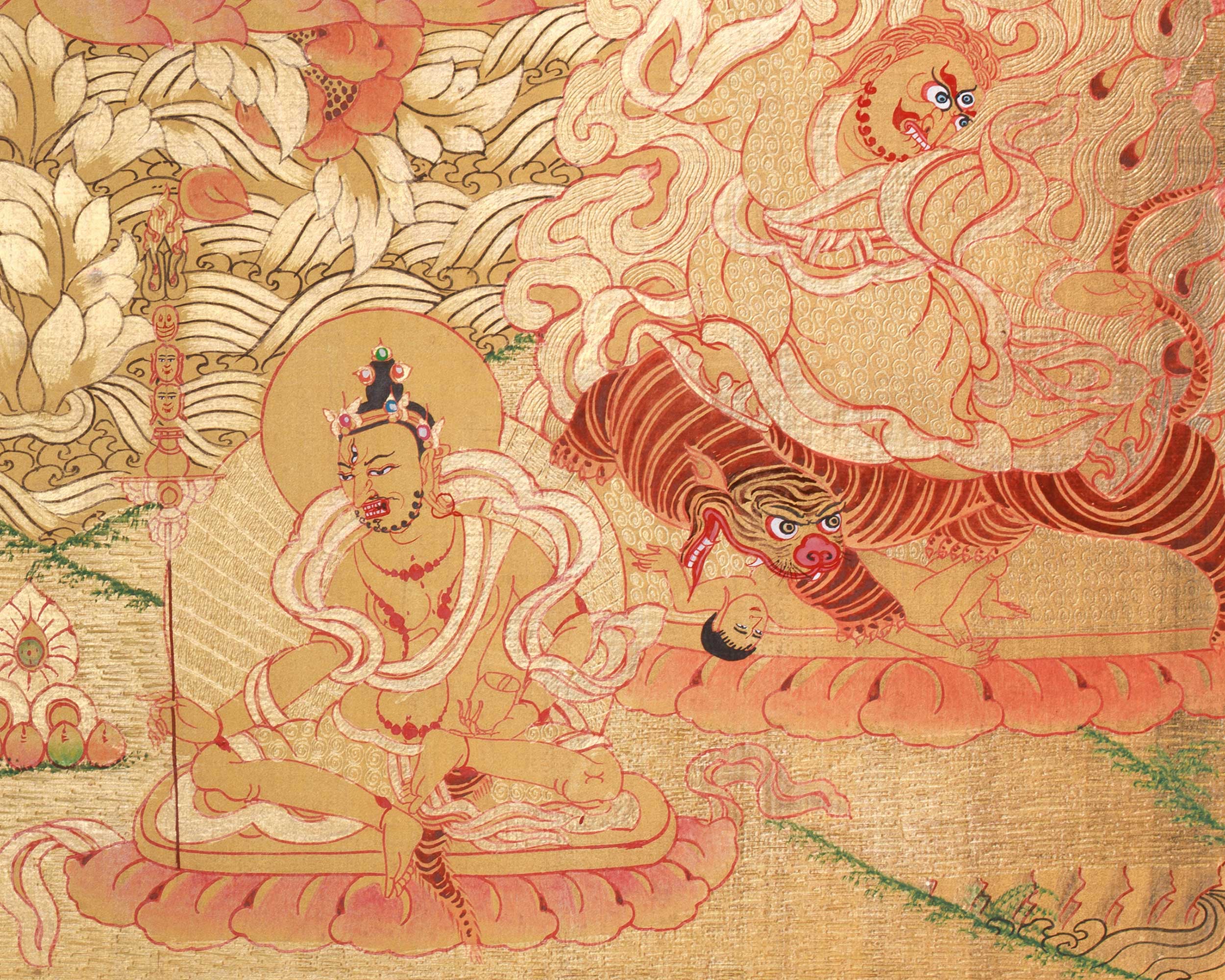 Padmasambhava Tibetan Master Thangka | A Sacred Representation of Guru Rinpoche with Other Divine Beings