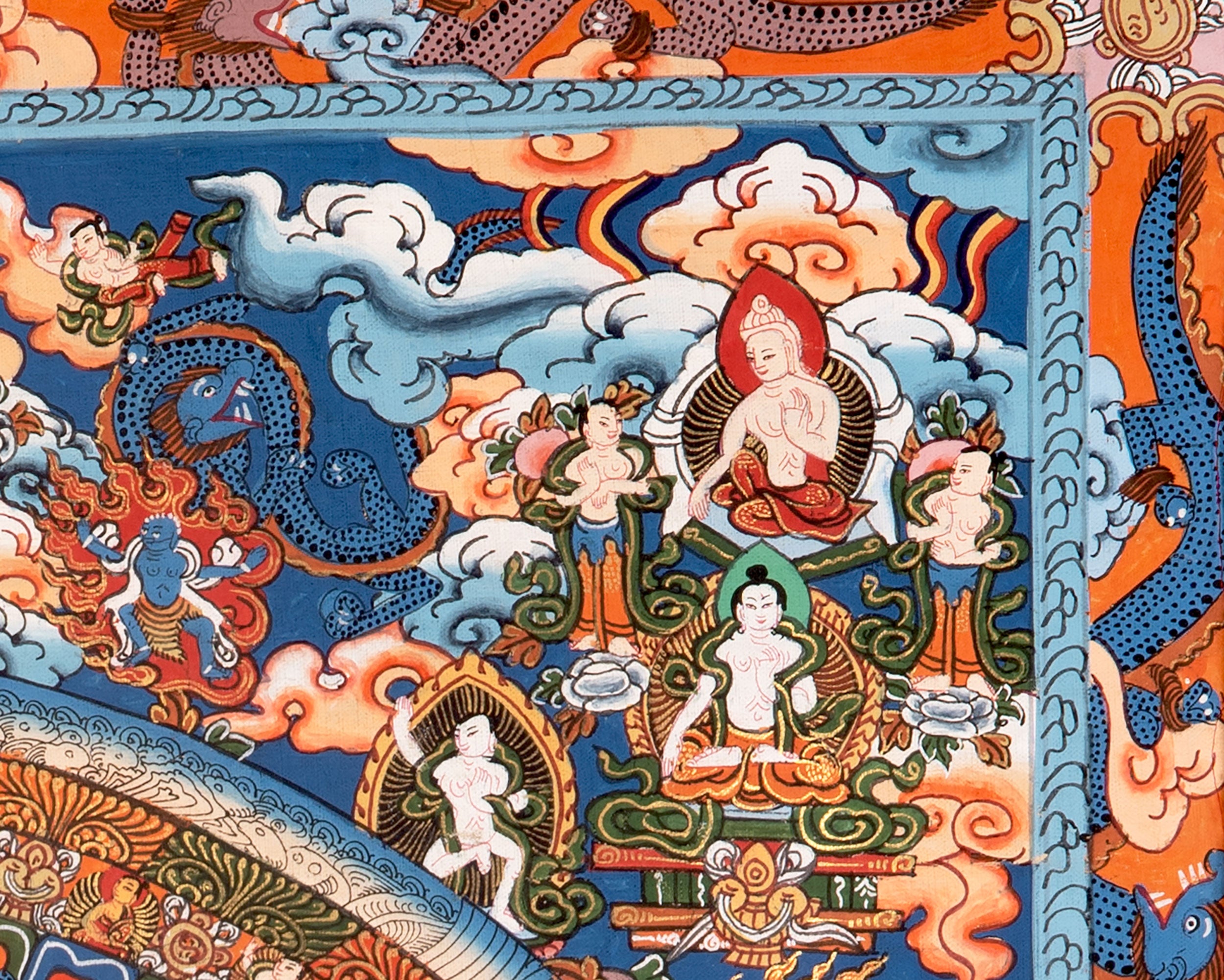 Heruka Mandala Thanka With Brocade | Wall Decor Painting