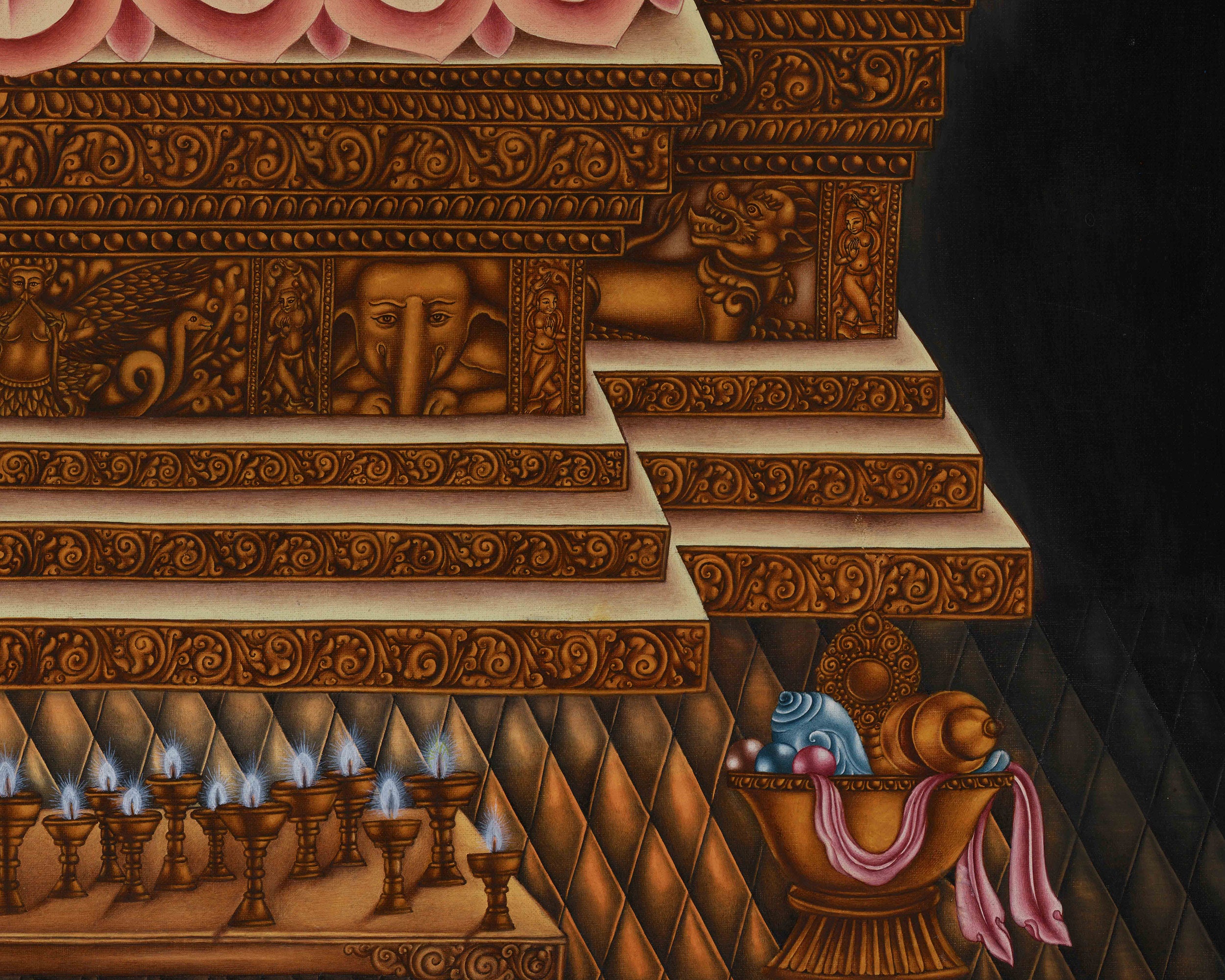 Siddhartha Gautama on Majestic Throne | High-Quality Giclee Canvas Print