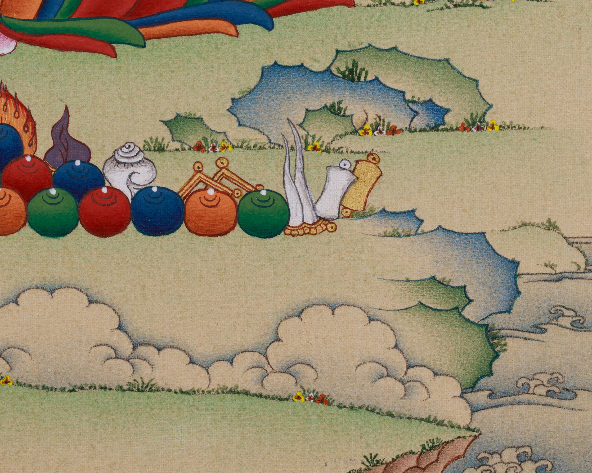 Four-Armed Chenrezig Buddha Thangka | A Symbol of Compassion | Includes Brocade