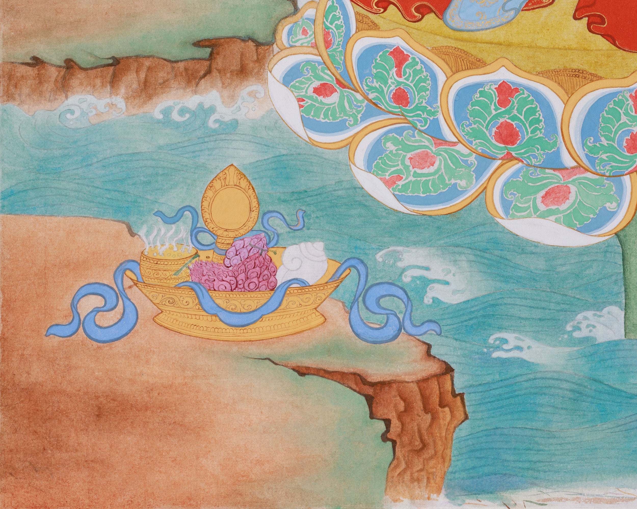 Rare & Unique Artwork of Manjushri | Contemporary Fusion of Paubha & Chinese Artistry