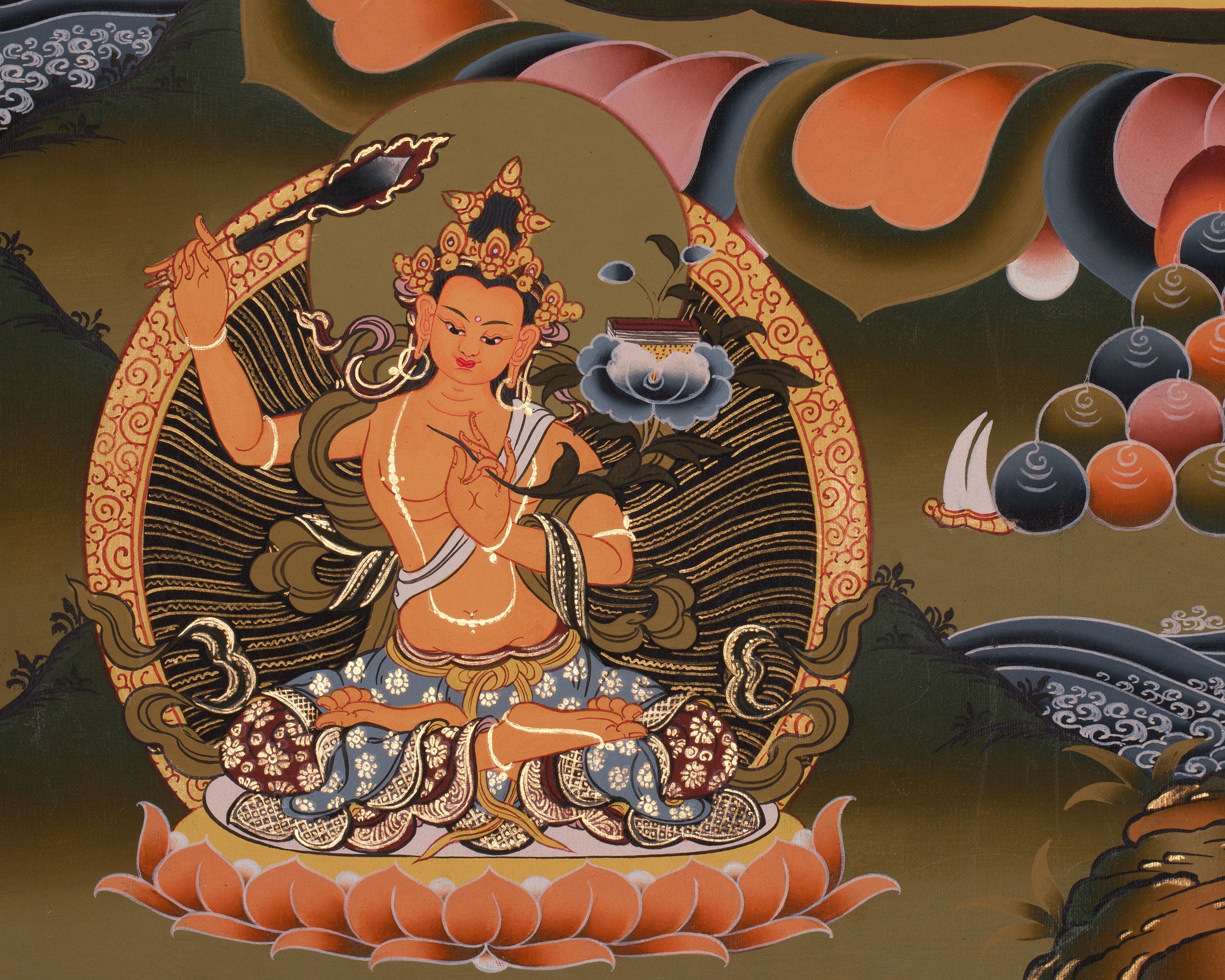 Traditional Three Bodhisattvas: Vajrapani with Manjushri and Avalokiteshvara