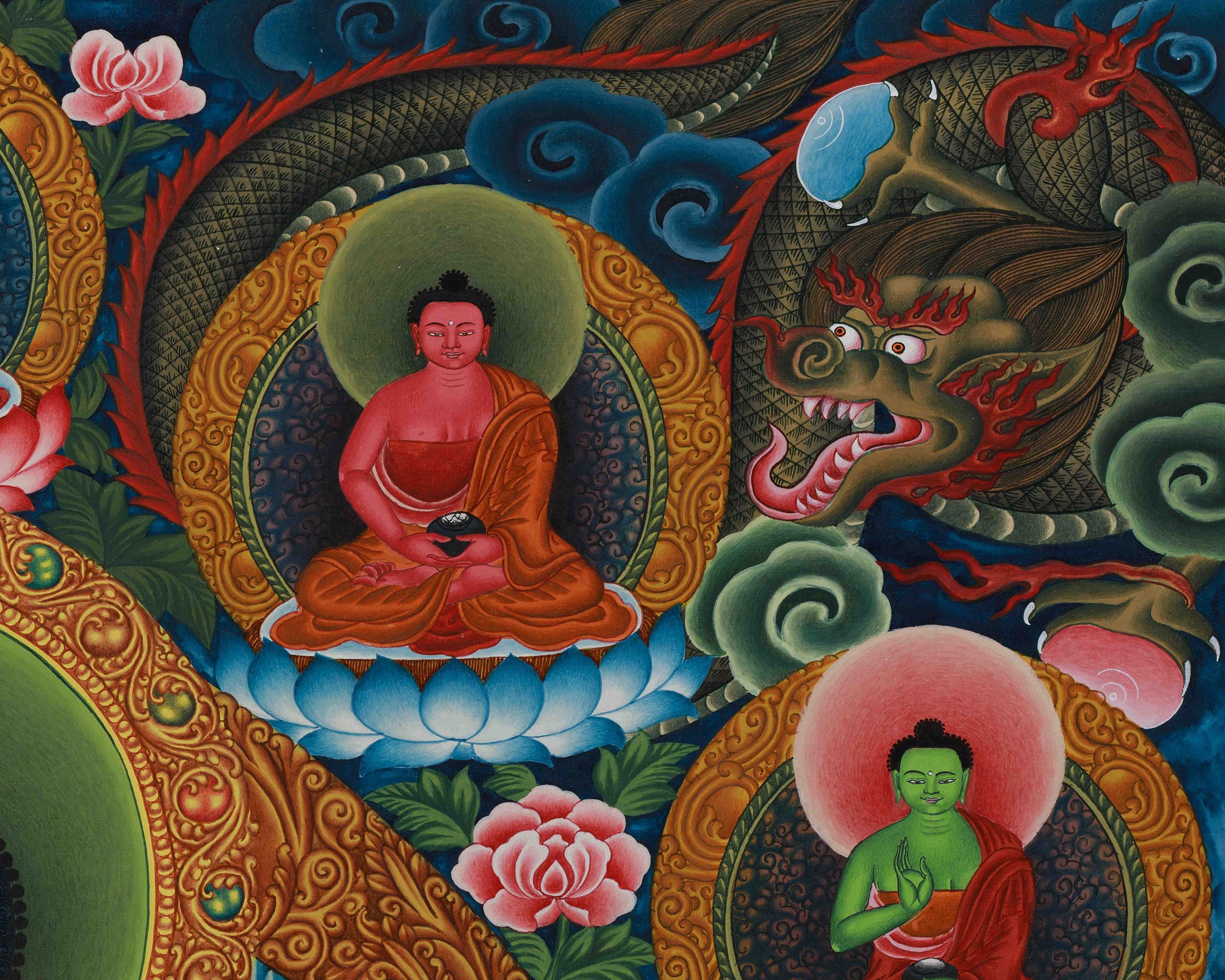Gotama Buddha Thangka Print | Assembly of Enlightened Deities