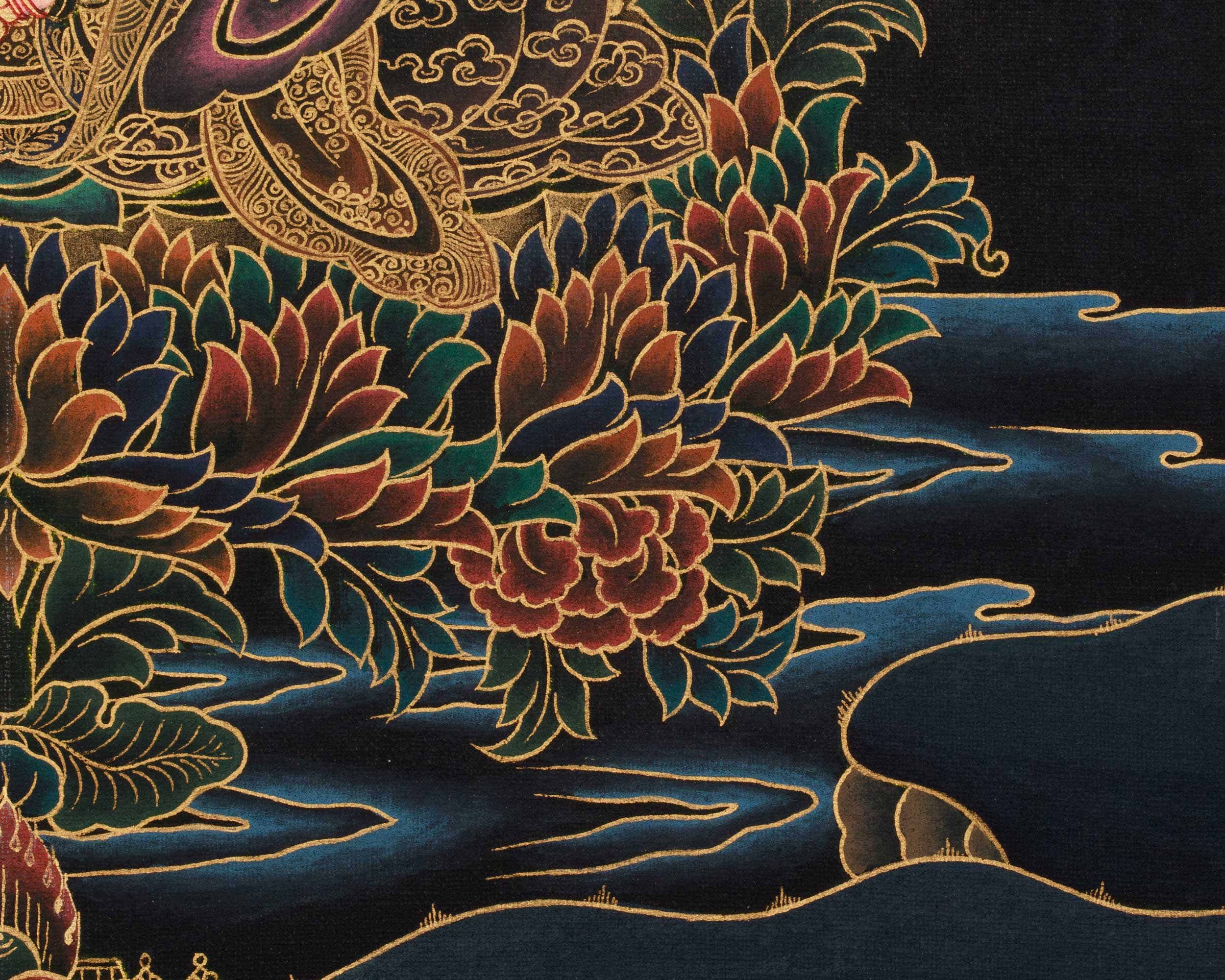 Traditional Peaceful Guru Rinpoche Thangka | Padmasambhava, The Lotus-Born Master