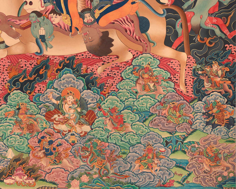 Hand-painted Palden Lhamo Thangka | The Fierce and Protective Deity | Sacred Thangka Painting