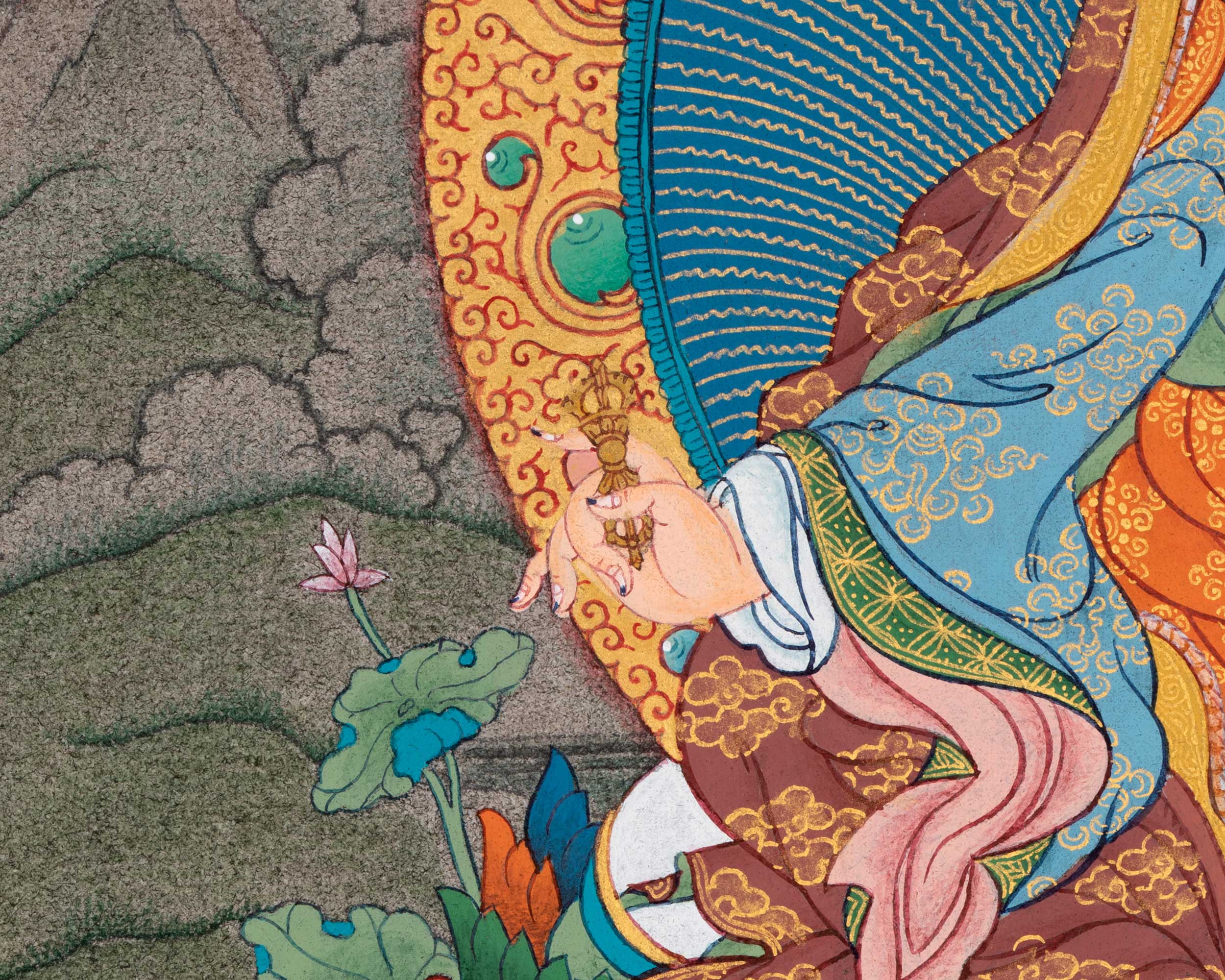 Guru Rinpoche Thangka: 24K Gold Painting