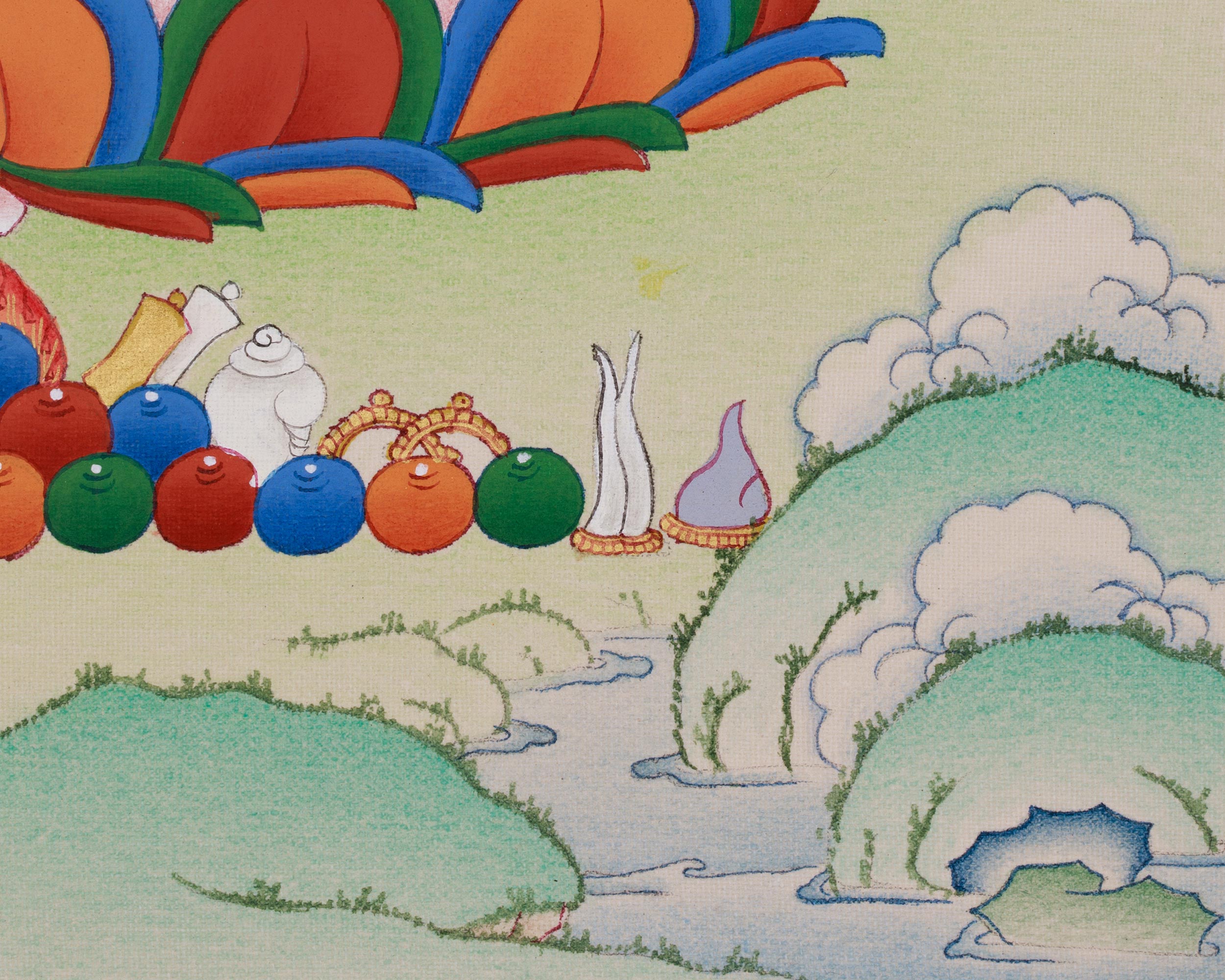 White Tara Female Buddhist Thangka | The Seven-Eyed Goddess of Protection and Longevity