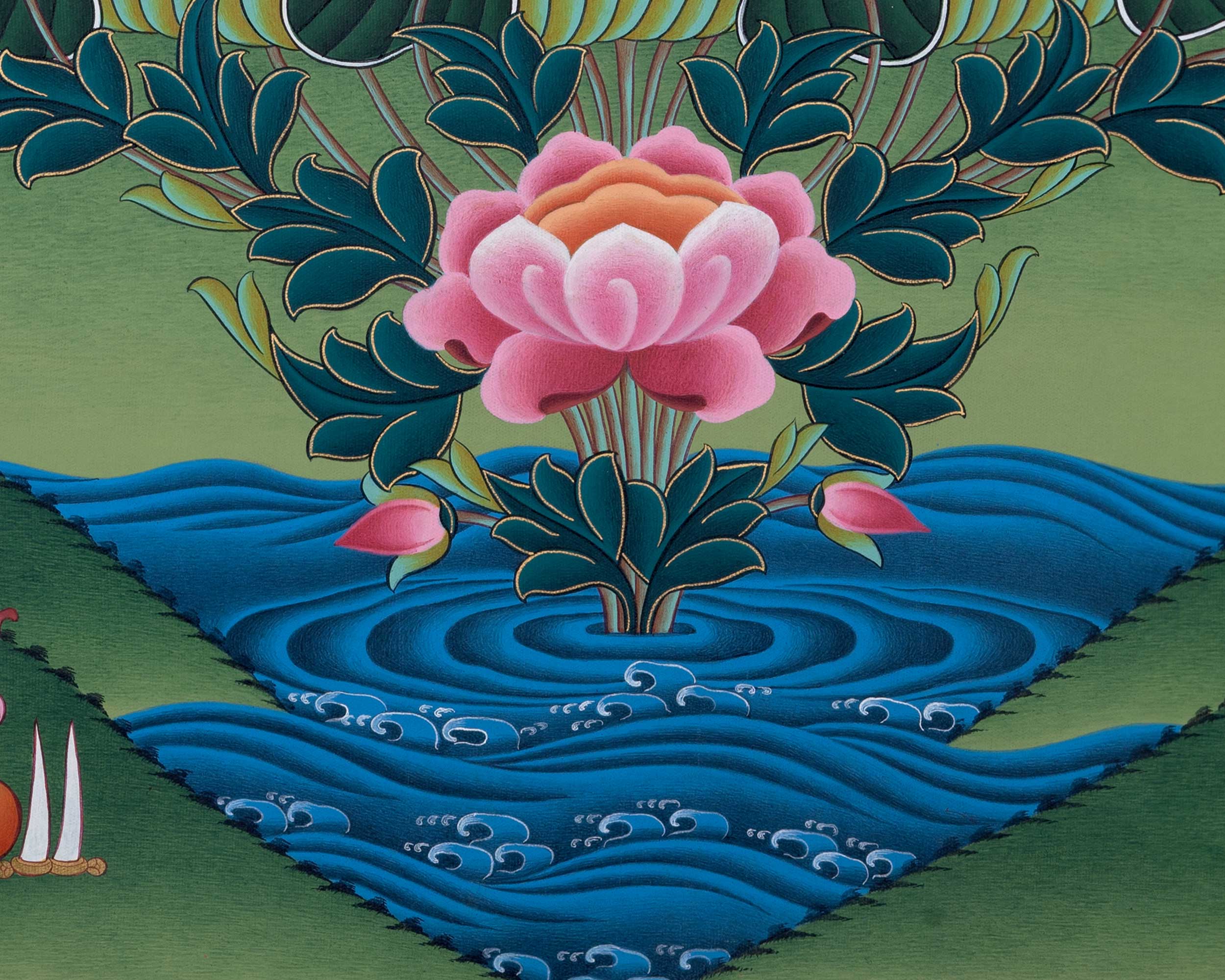 Female Bodhisattva Tara | Green Tara Thangka | Wall Decoration Art