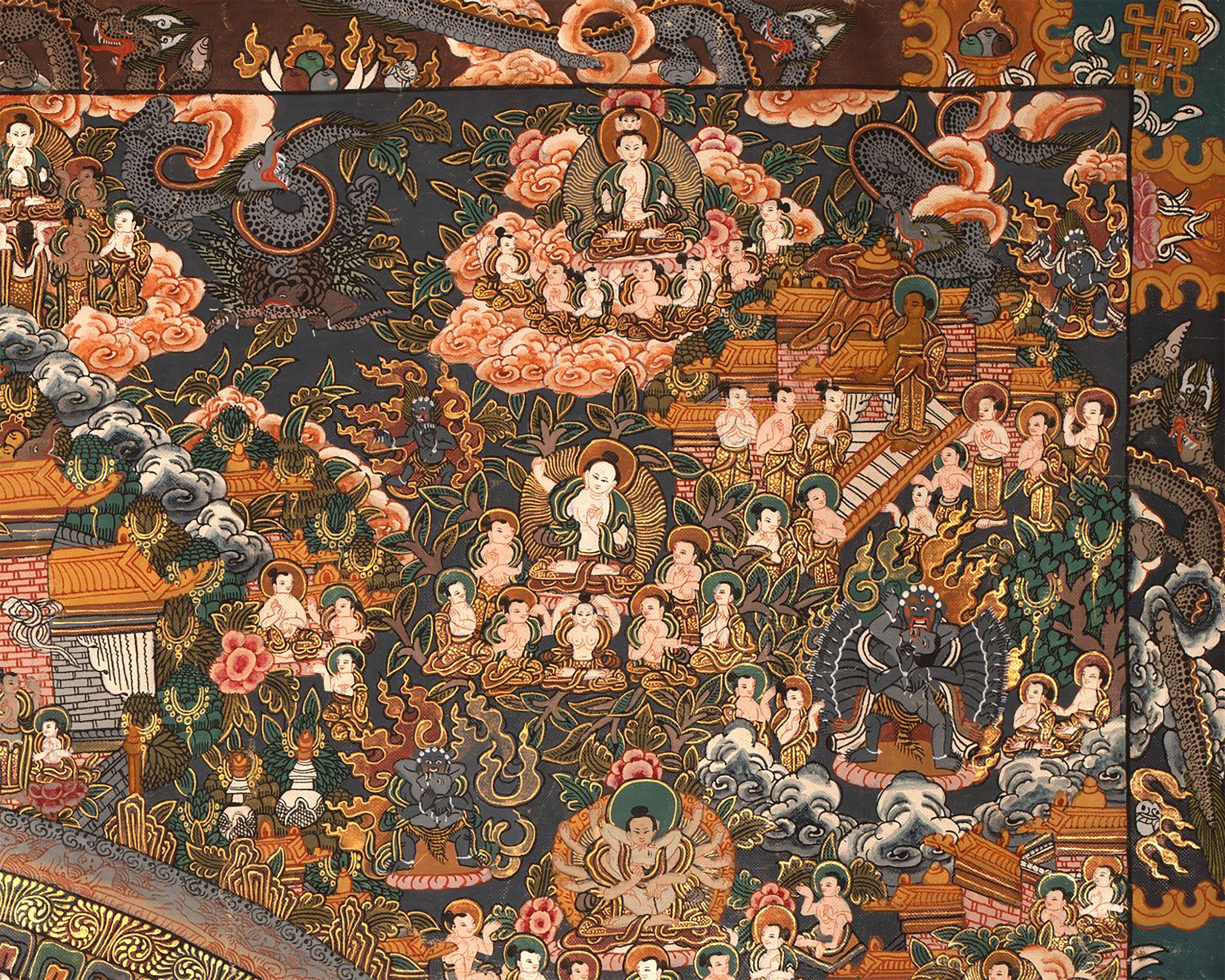 Vintage Buddhist Mandala | Hand Painted Tibetan Wall Decor