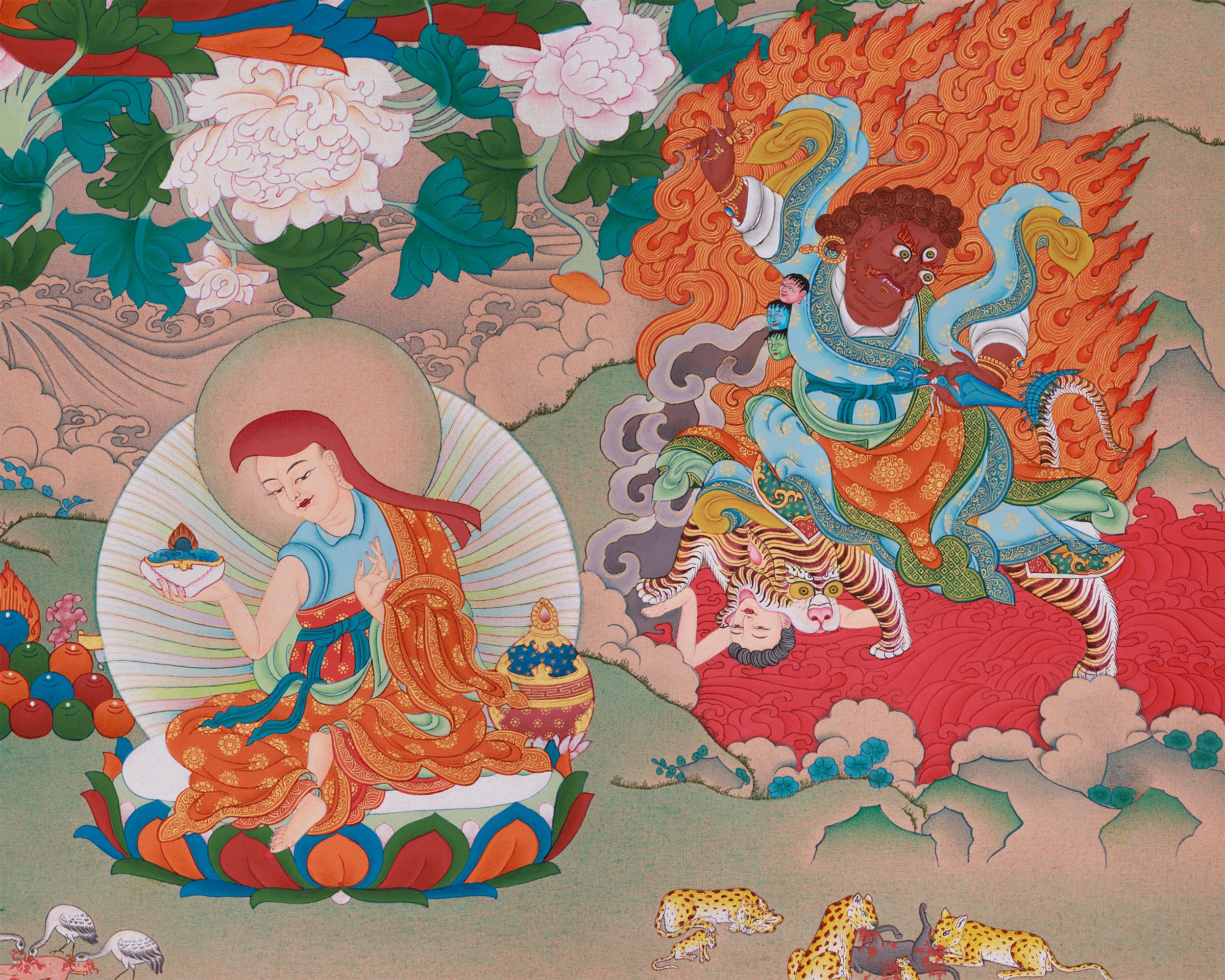 Majestic Thangka of Eight Manifestations of Guru Padmasambhava | Iconic Forms of the Lotus-Born Master