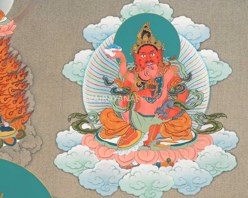 5 Jambhala Thangka Print | Buddhist Wealth Deity, Dzambhala | Artwork for Prosperity and Success