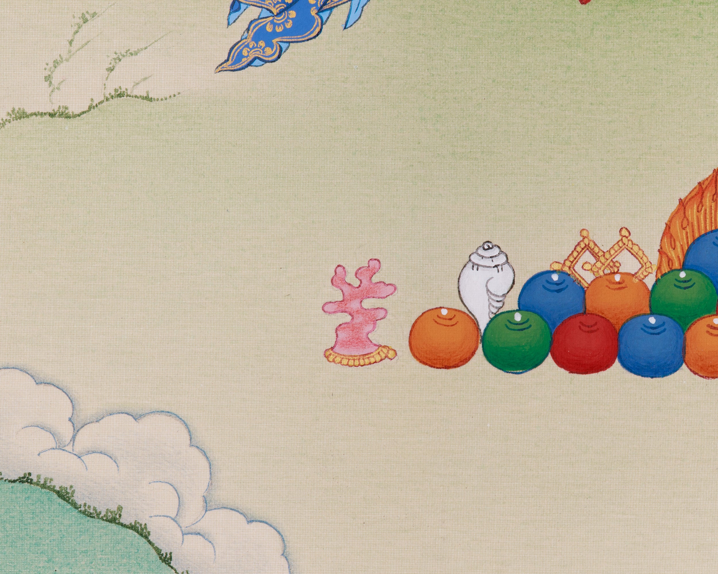 Thangka of Long-Life Deities: White Tara, Amitayus Buddha, and Namgyalma | Symbols of Protection