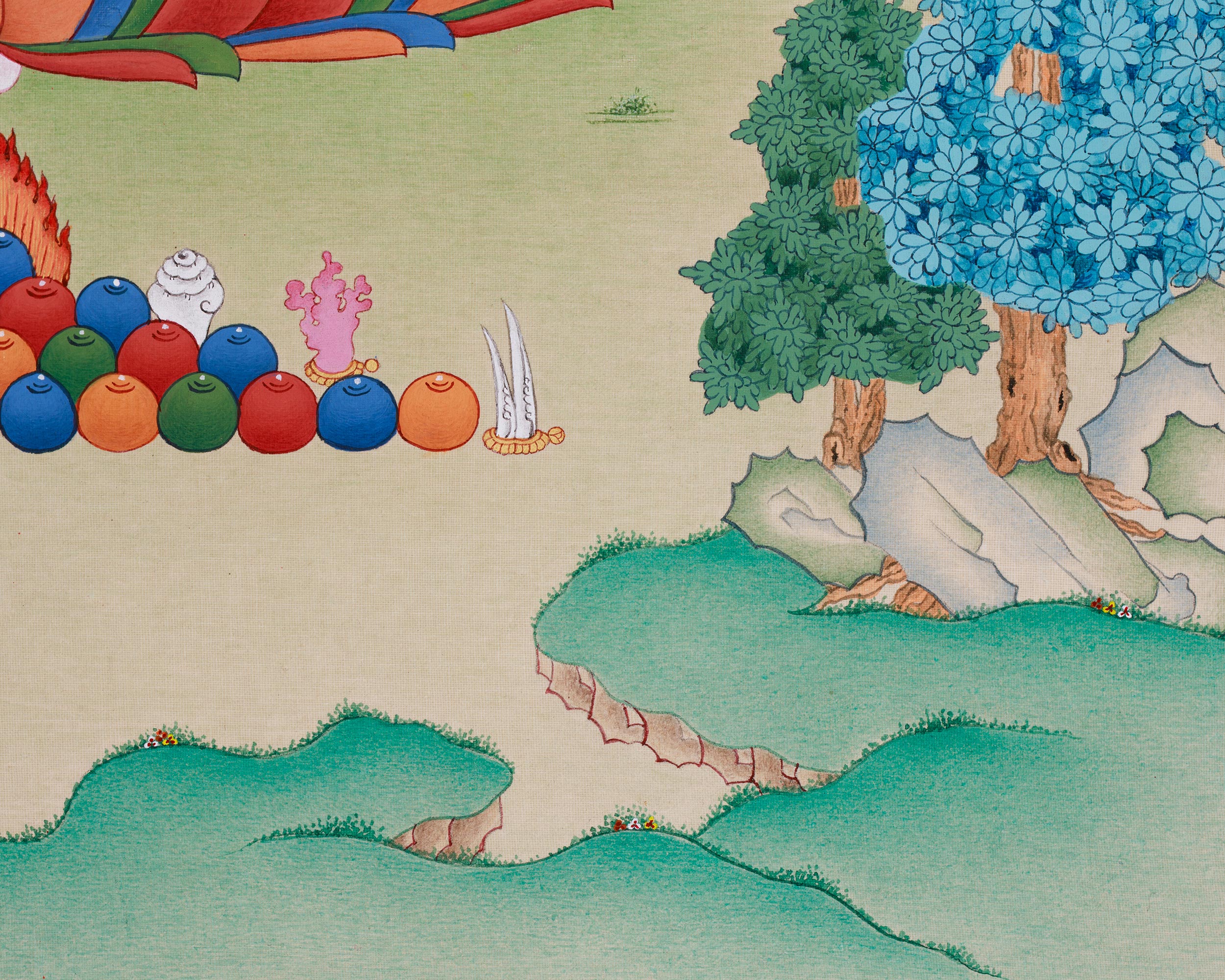 Red Buddha Amitayus | A Sacred Thangka of Longevity, Healing, and Wisdom