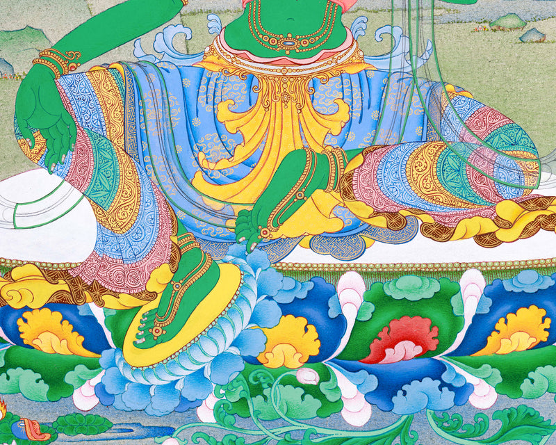 Handpainted Masterpiece Thangka of Green Tara