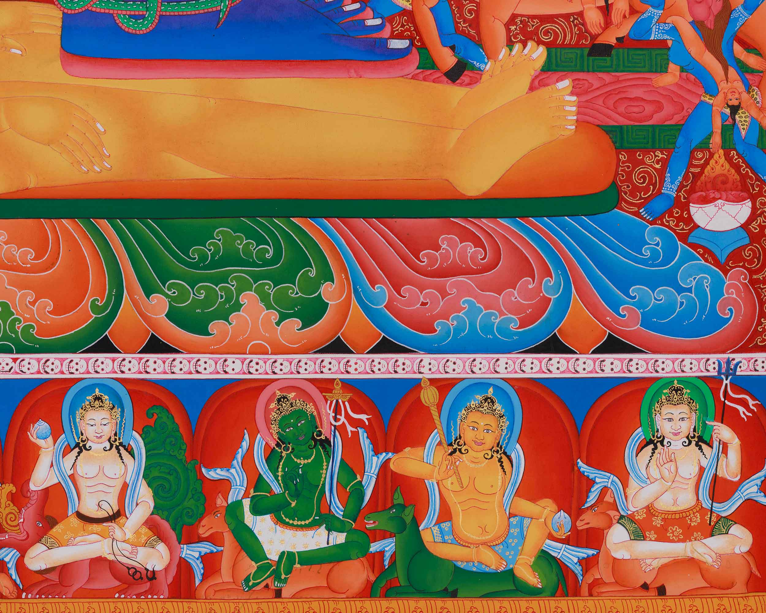 Sakya Mahakala Artwork | A Powerful Depiction of the Tantric Protector in Paubha Style