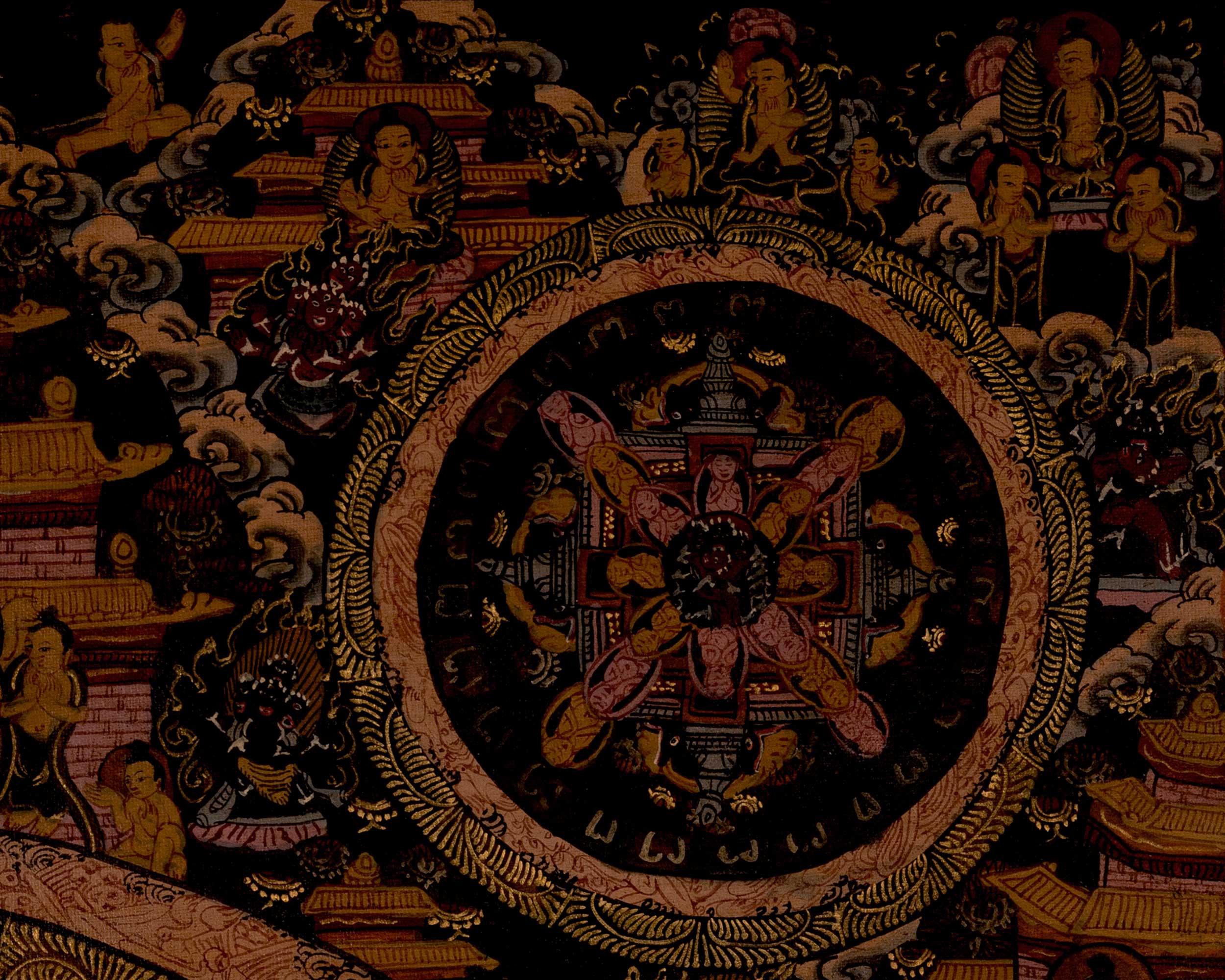 Vintage Heruka Mahakala Mandala | Religious Thangka Art | Wall Decors