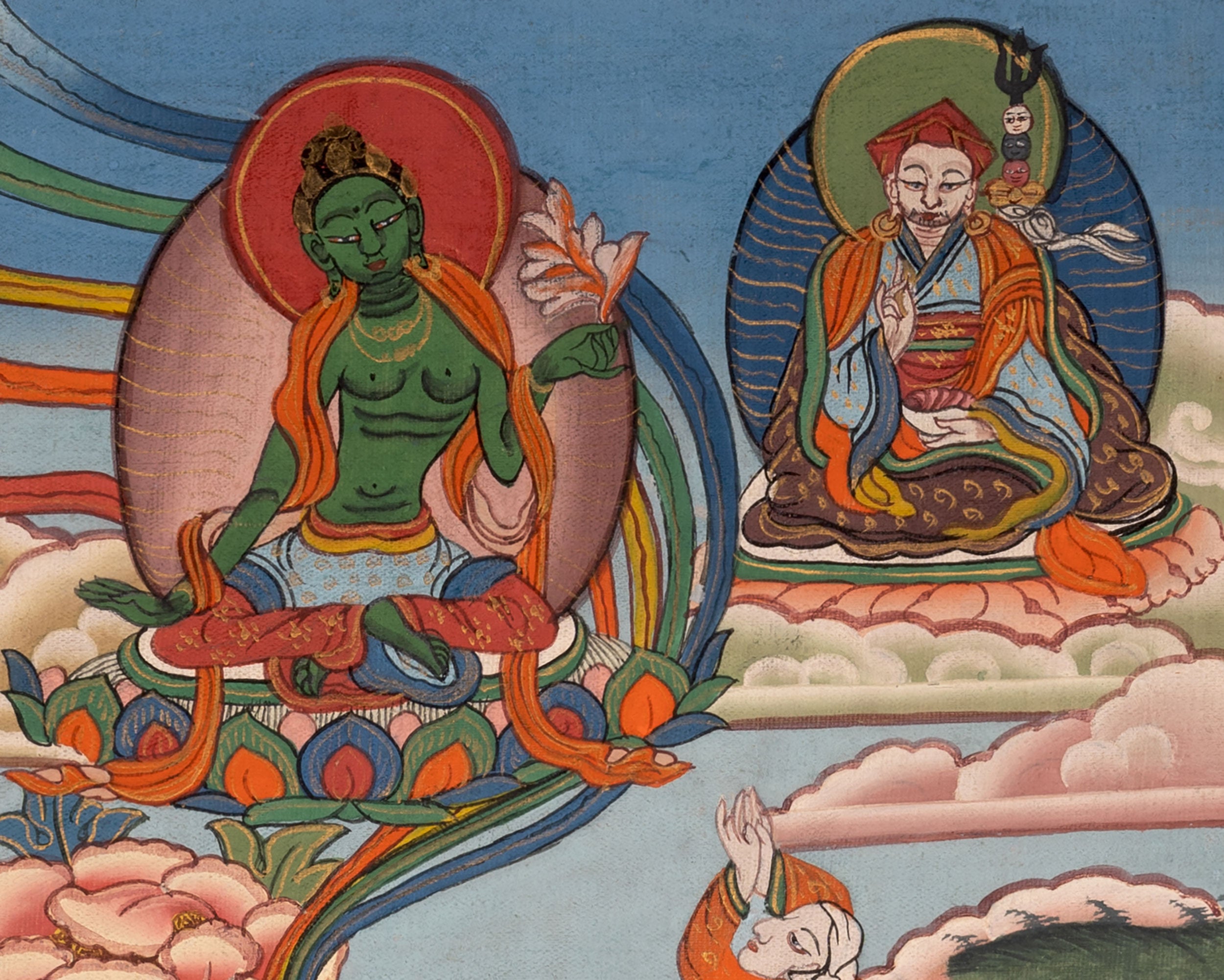 Healing Green Tara Thangka | Healing Female Deity Painting | Wall Decors