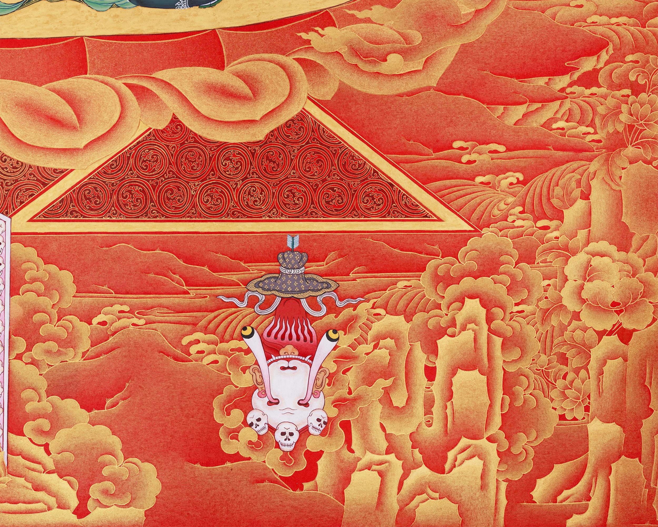 Queen of Dakinis, Vajrayogini | Exclusive Large Thangka in Nakthang (Gold on Red) Style