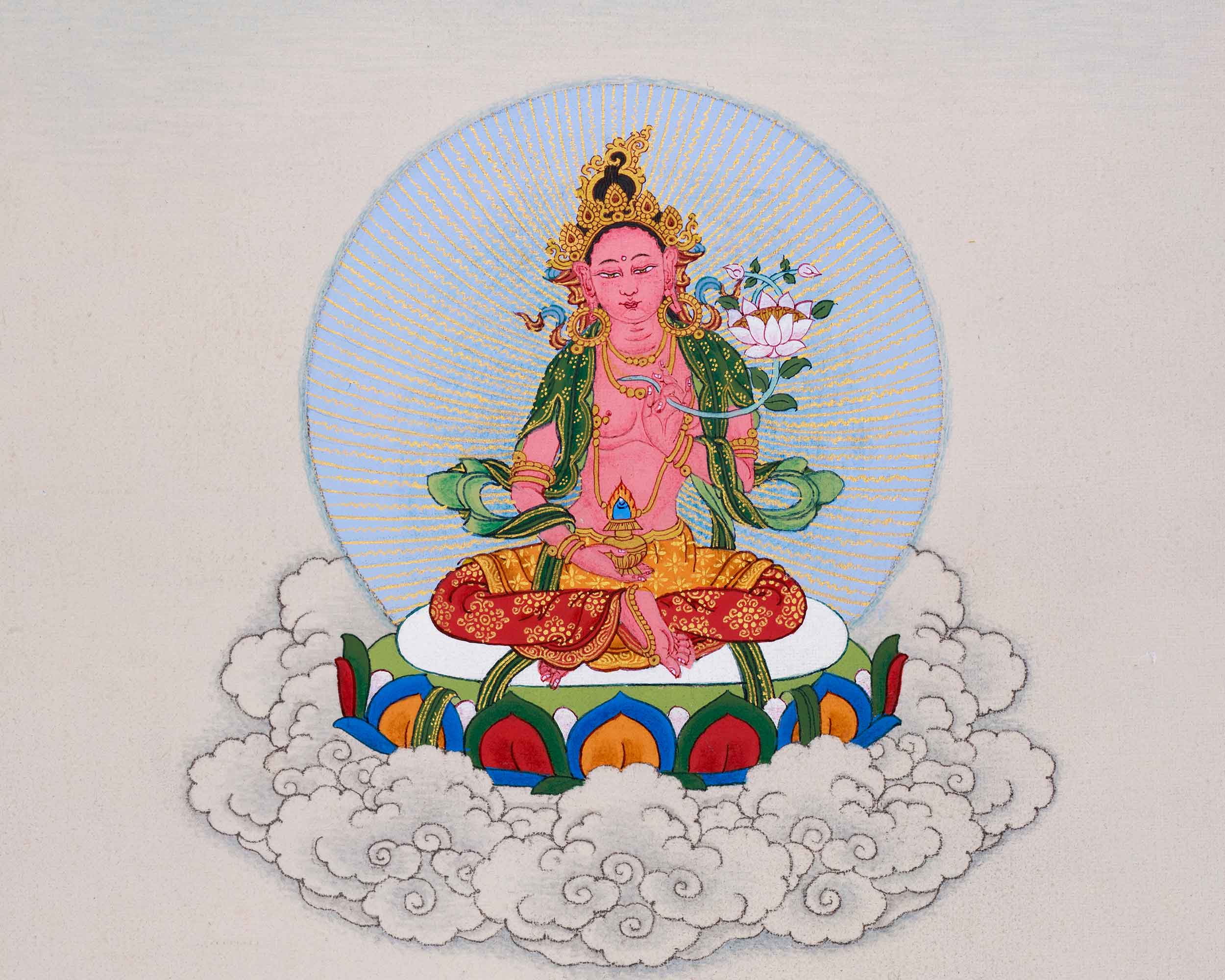 Tibetan Red Chenrezig Print | Gyalwa Gyatso | The Bodhisattva of Compassion