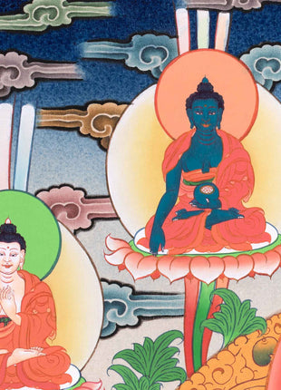 Tibetan Avalokiteshvara (Chenrezig) Art | Wisdom Bodhisattva | Dhyani Buddhas