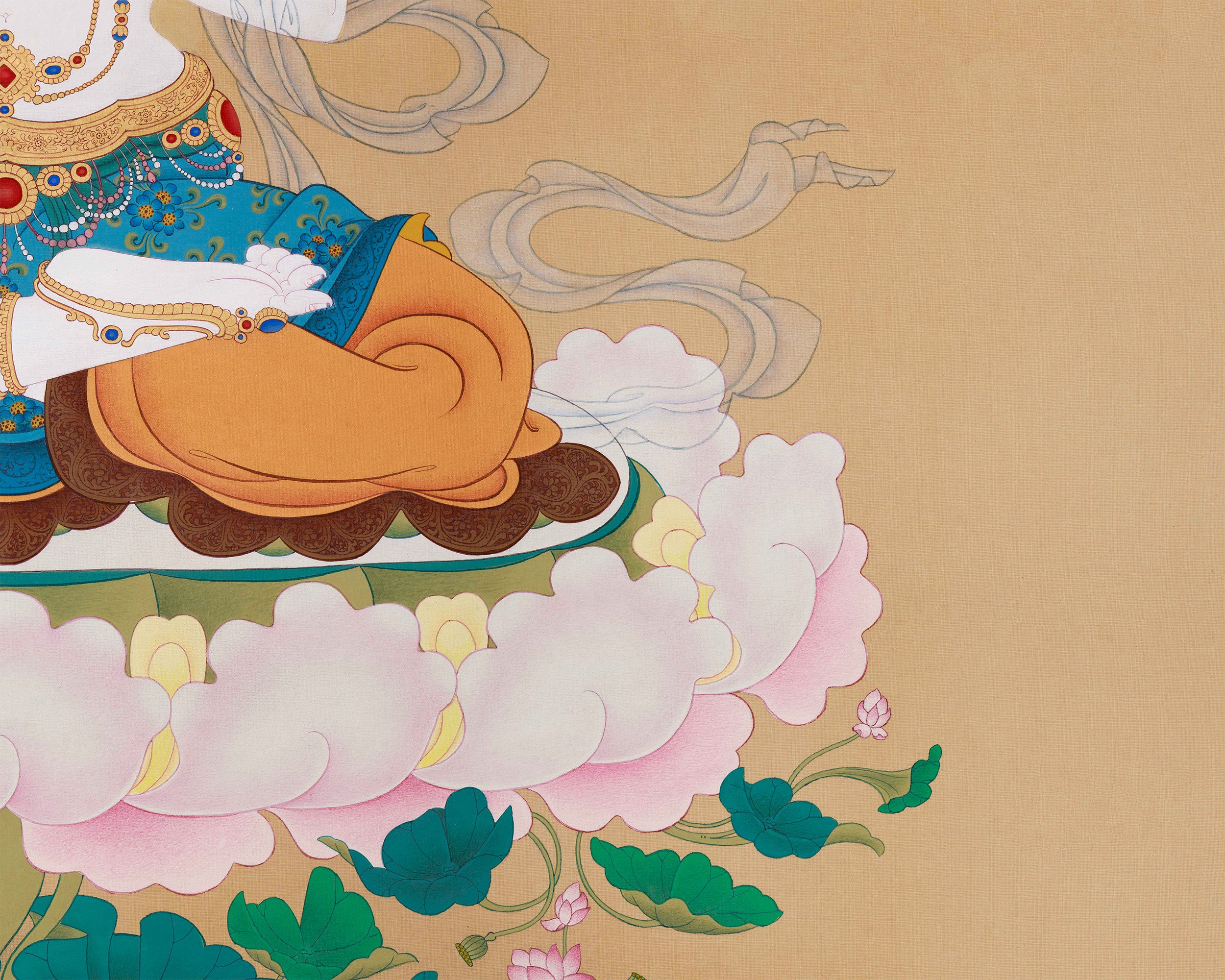 Majestic 4 Armed Chenrezig Buddha Thangka | Symbol of Boundless Compassion and Grace