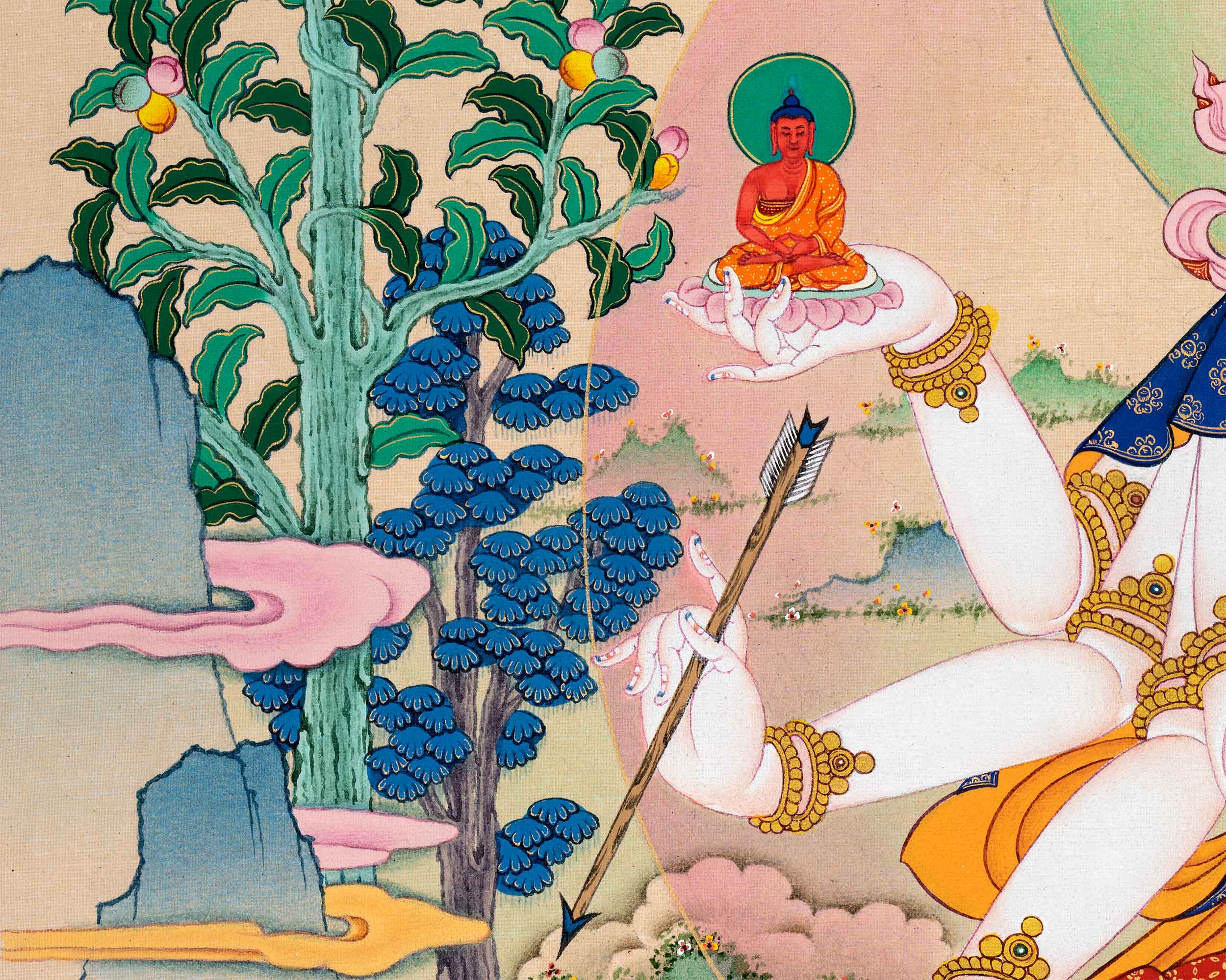 Namgyalma Thangka Print | Canvas of Healing Light | Enveloping Serenity and Blessings